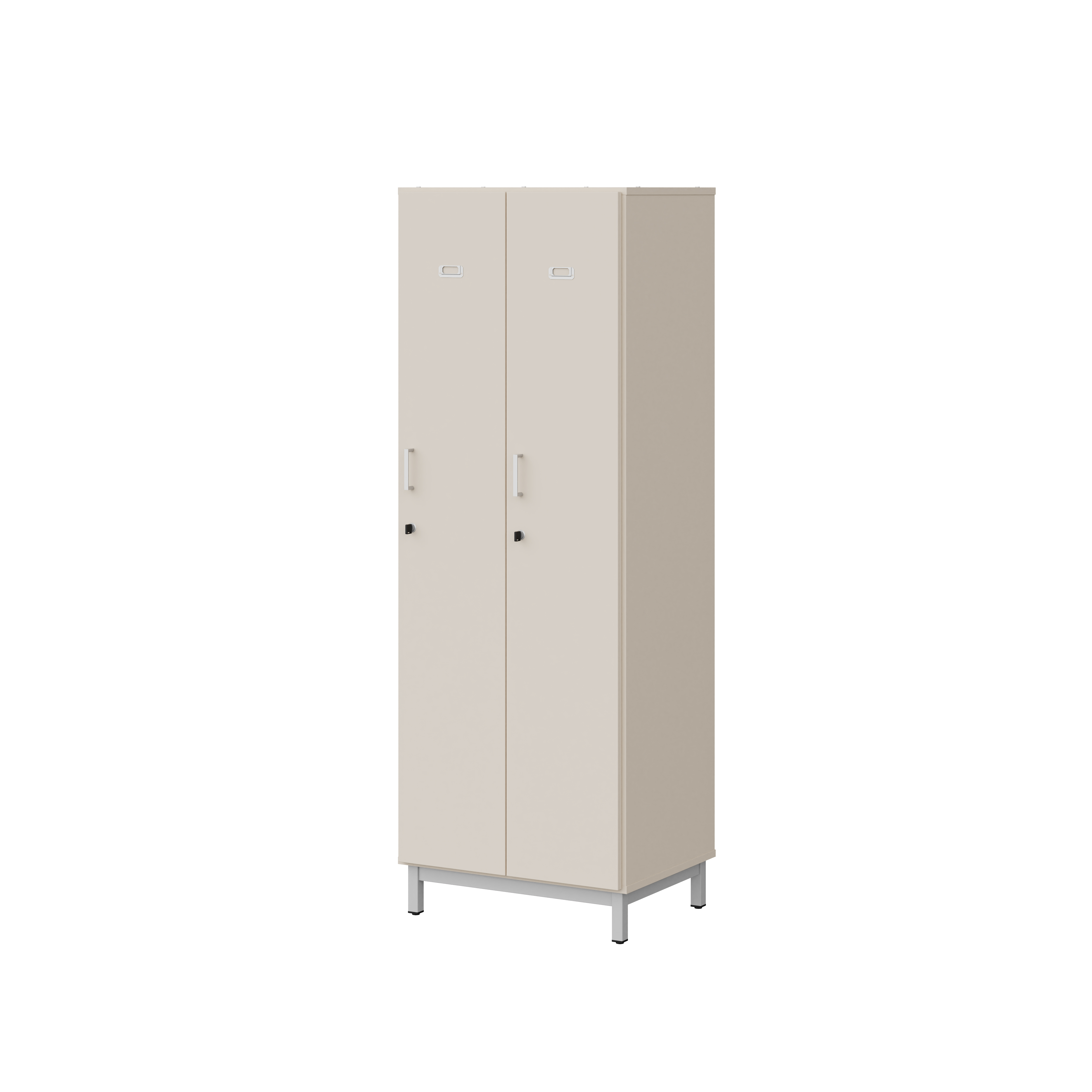 Vestiaire penderie 2 colonnes Mandi - panneaux mélaminé - l. 66,1 x h. 185 x pr. 50 cm - piétement métal réglable -