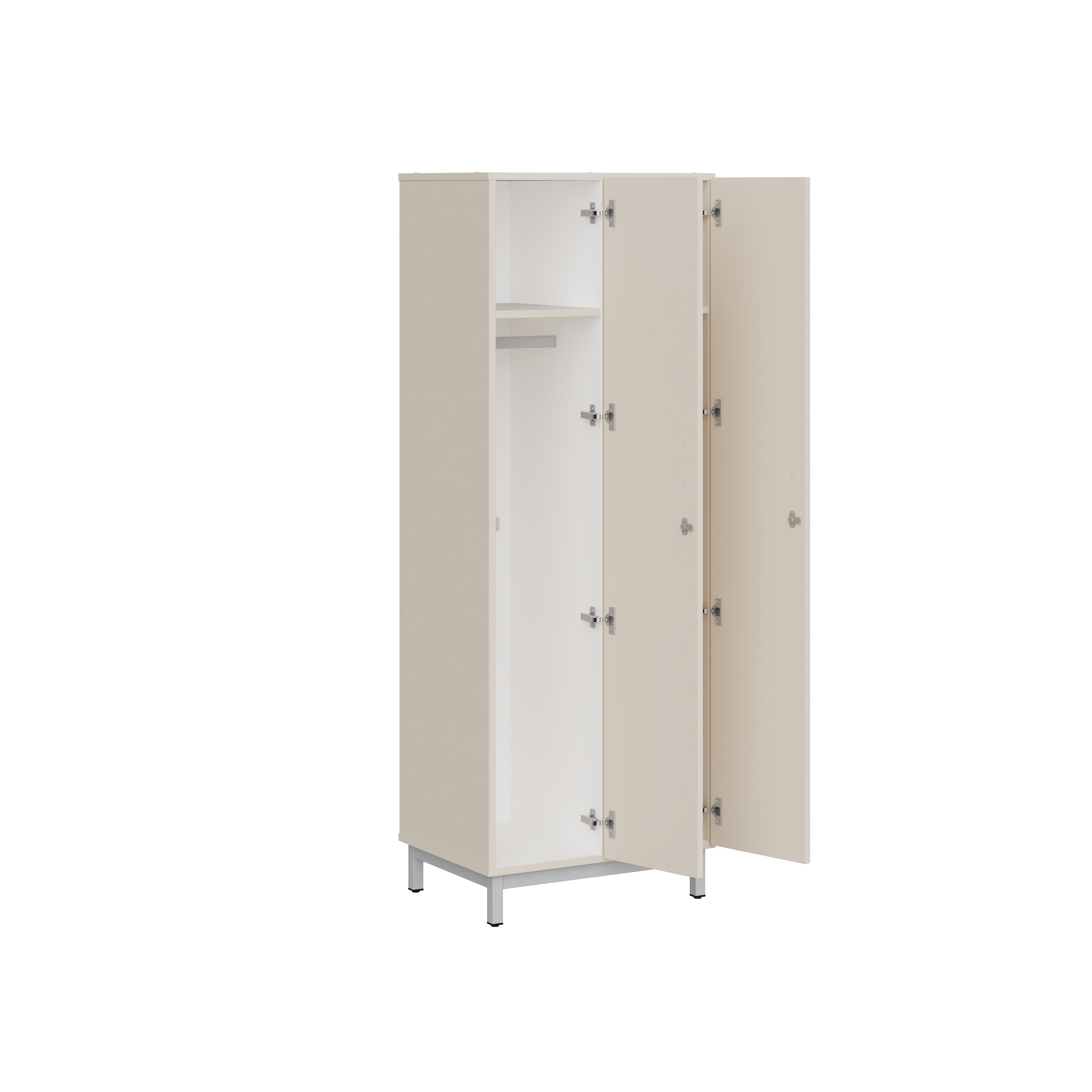 Vestiaire penderie 2 colonnes Mandi - panneaux mélaminé - l. 66,1 x h. 185 x pr. 50 cm - piétement métal réglable -