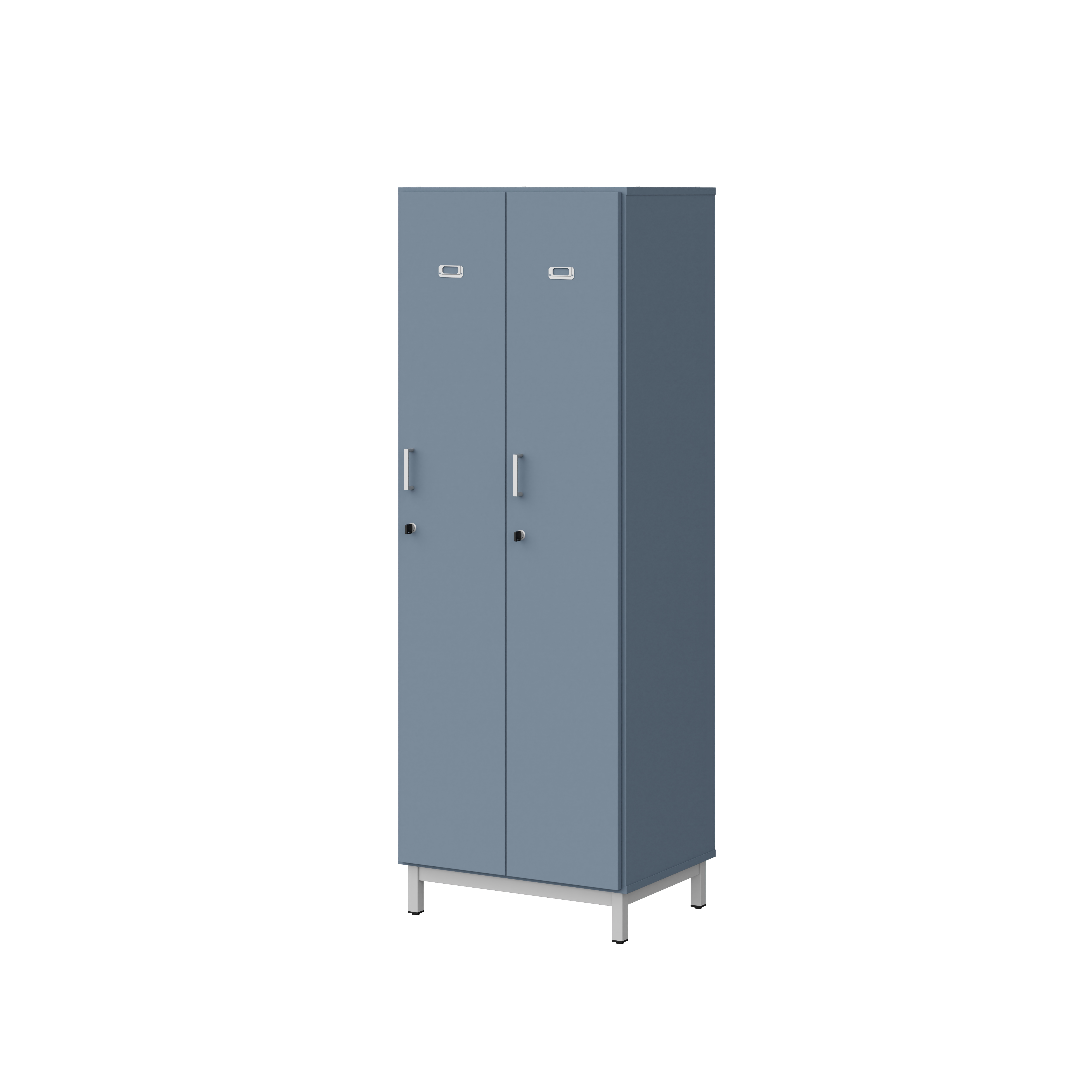 Vestiaire penderie 2 colonnes Mandi - panneaux mélaminé - l. 66,1 x h. 185 x pr. 50 cm - piétement métal réglable -