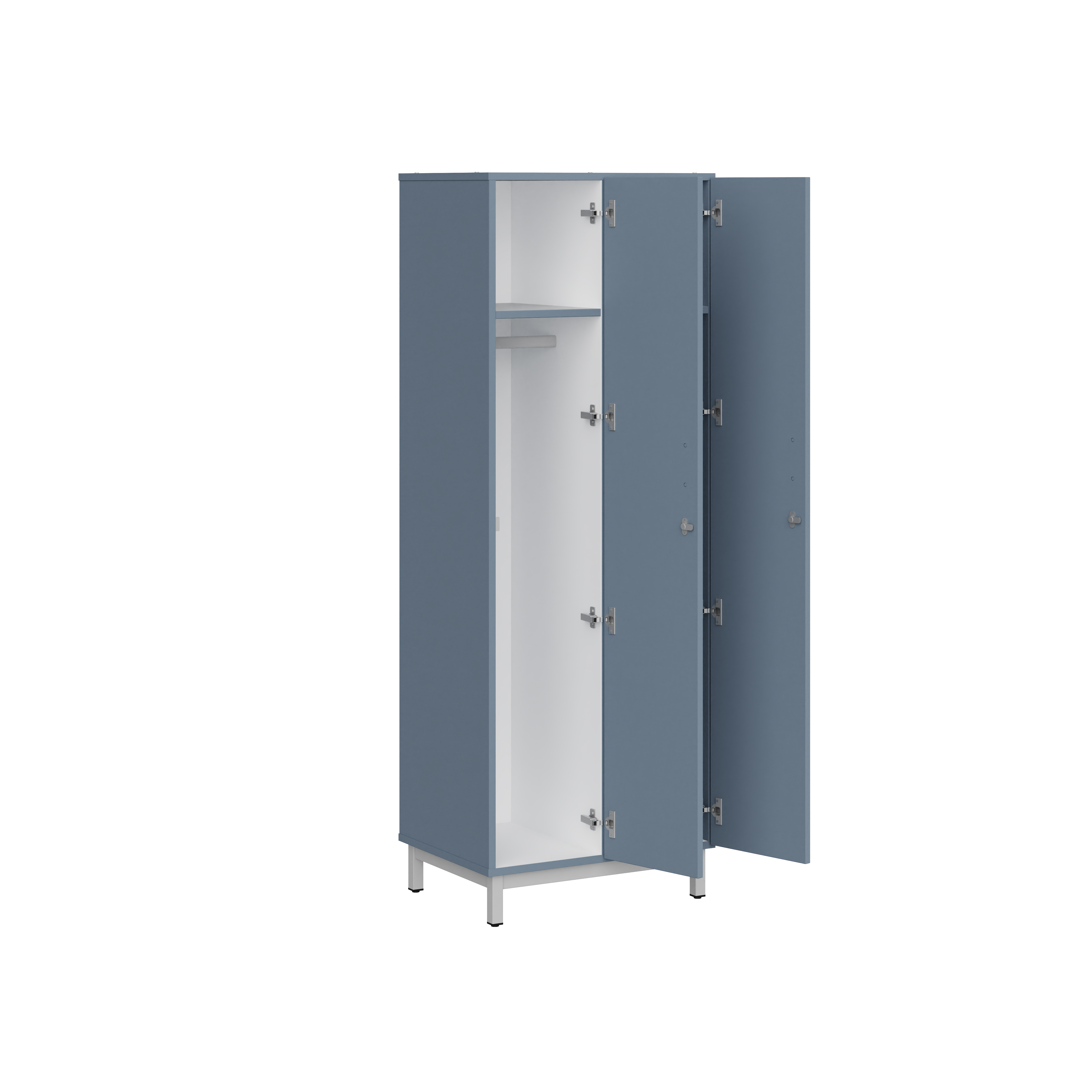 Vestiaire penderie 2 colonnes Mandi - panneaux mélaminé - l. 66,1 x h. 185 x pr. 50 cm - piétement métal réglable -