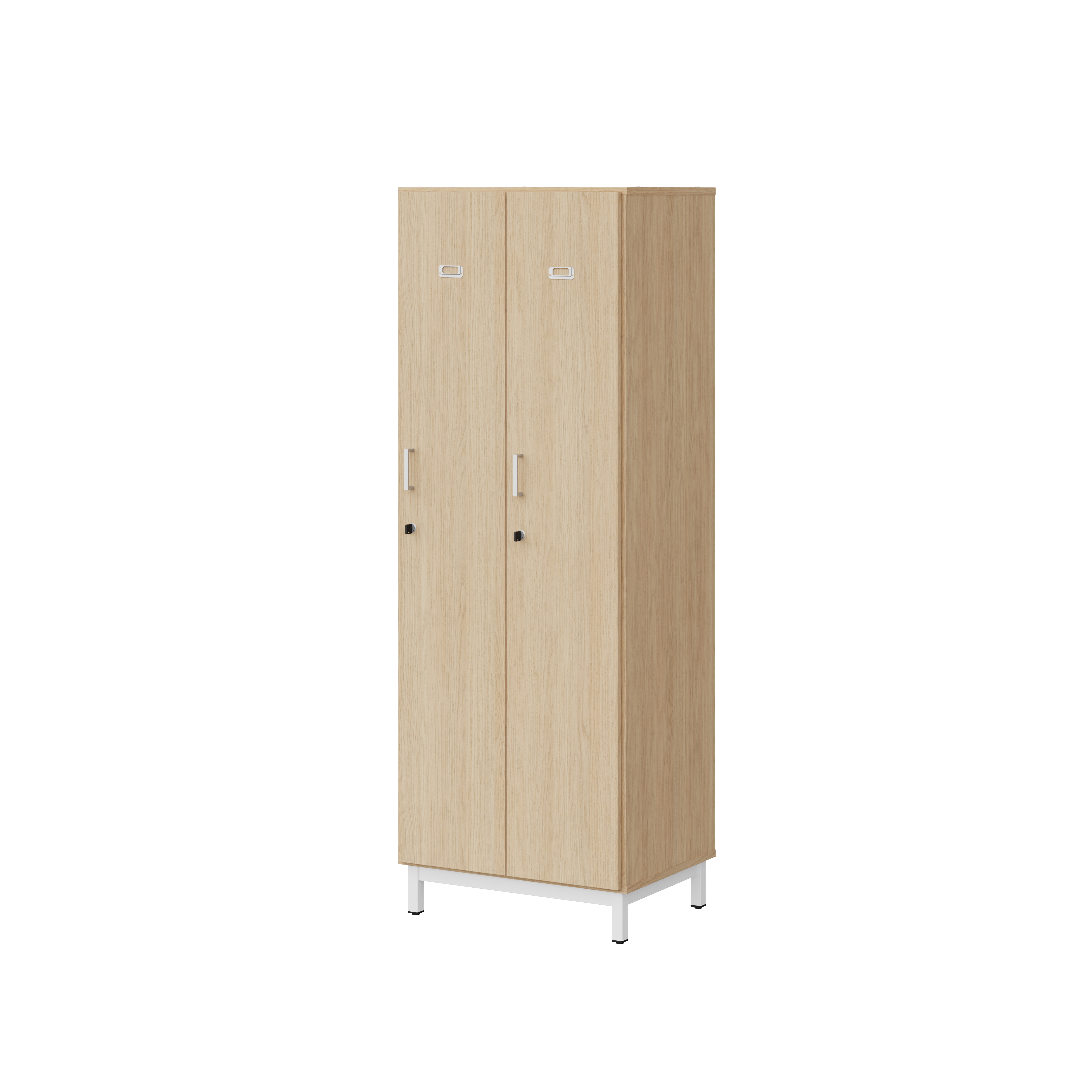 Vestiaire penderie 2 colonnes Mandi - panneaux mélaminé - l. 66,1 x h. 185 x pr. 50 cm - piétement métal réglable -