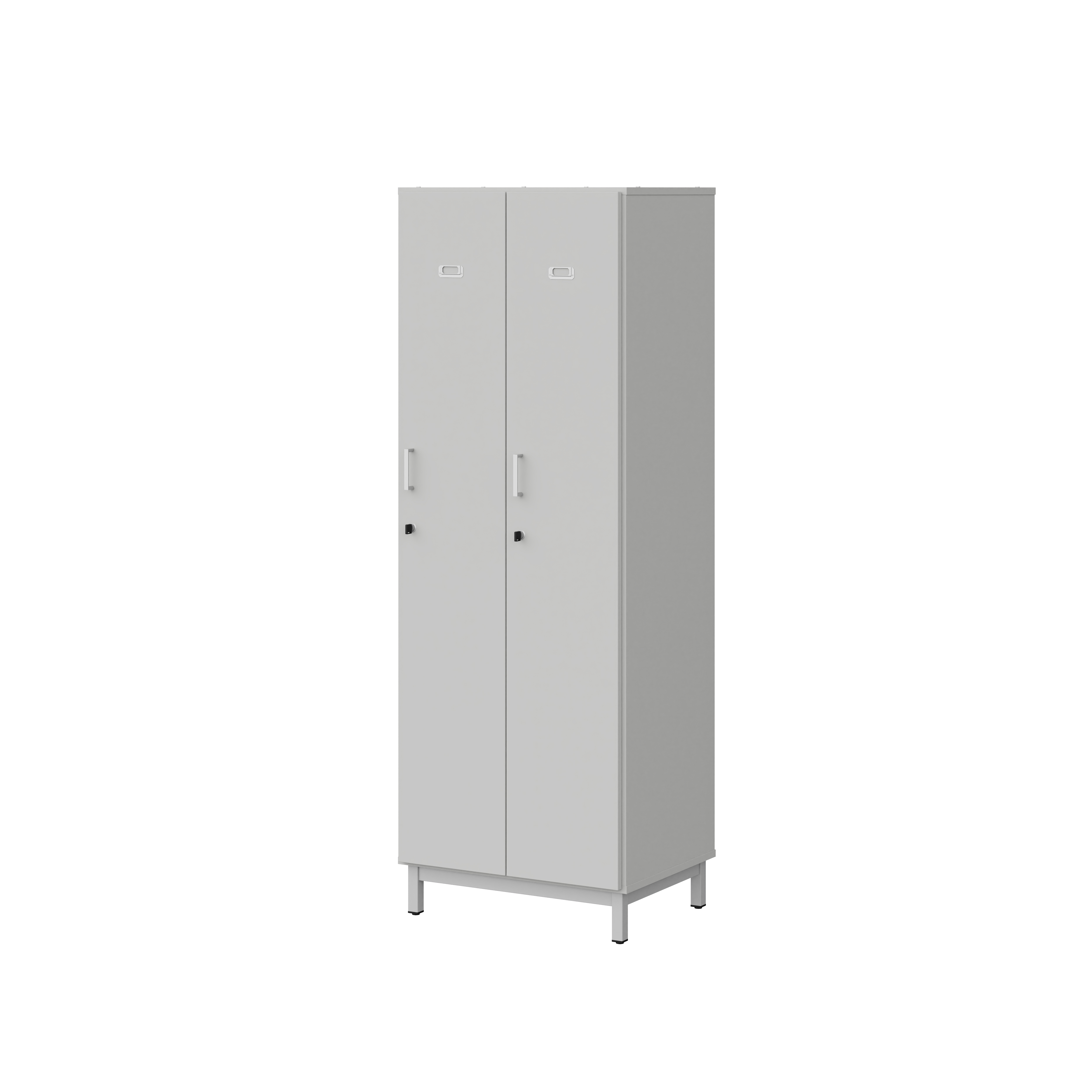 Vestiaire penderie 2 colonnes Mandi - panneaux mélaminé - l. 66,1 x h. 185 x pr. 50 cm - piétement métal réglable -