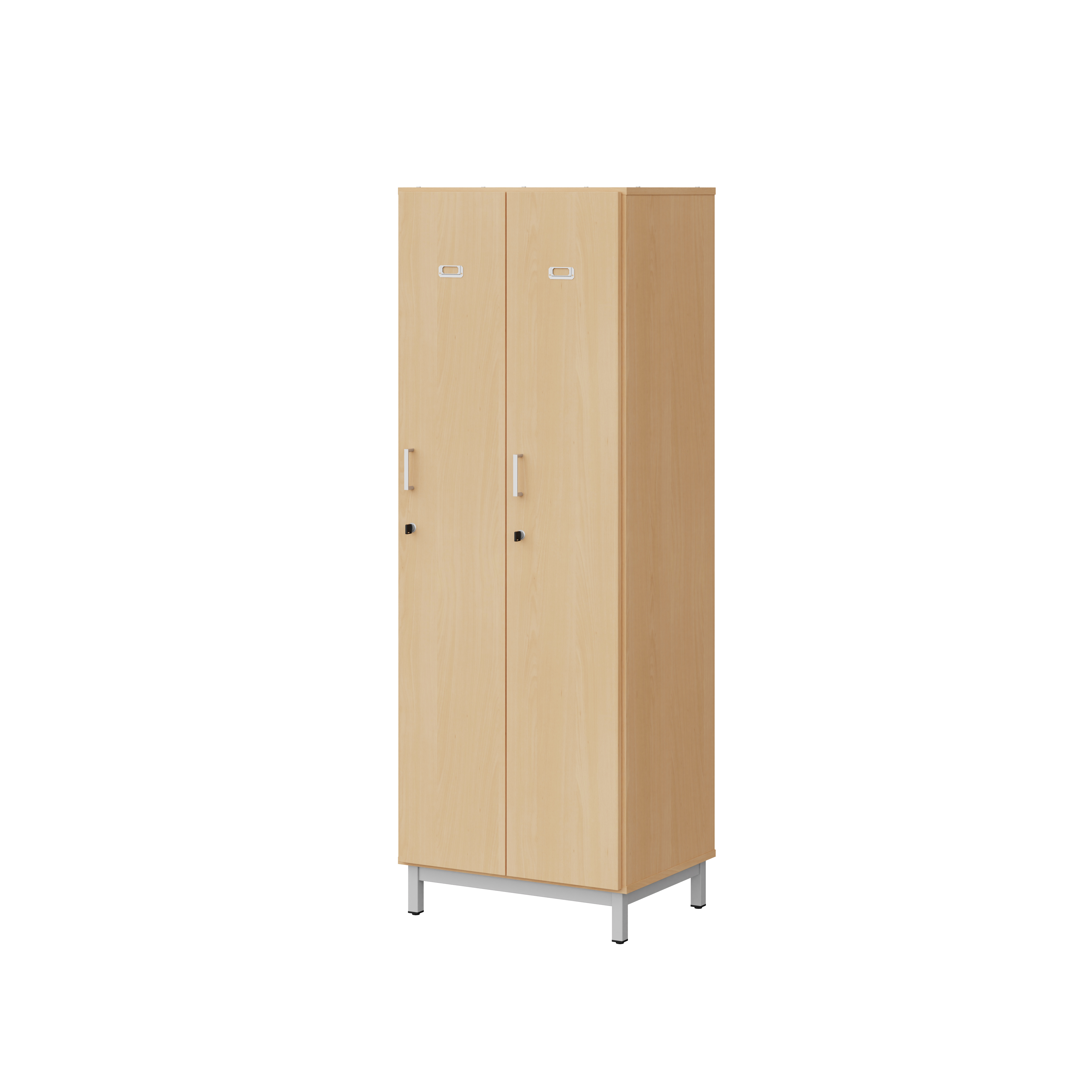 Vestiaire penderie 2 colonnes Mandi - panneaux mélaminé - l. 66,1 x h. 185 x pr. 50 cm - piétement métal réglable -