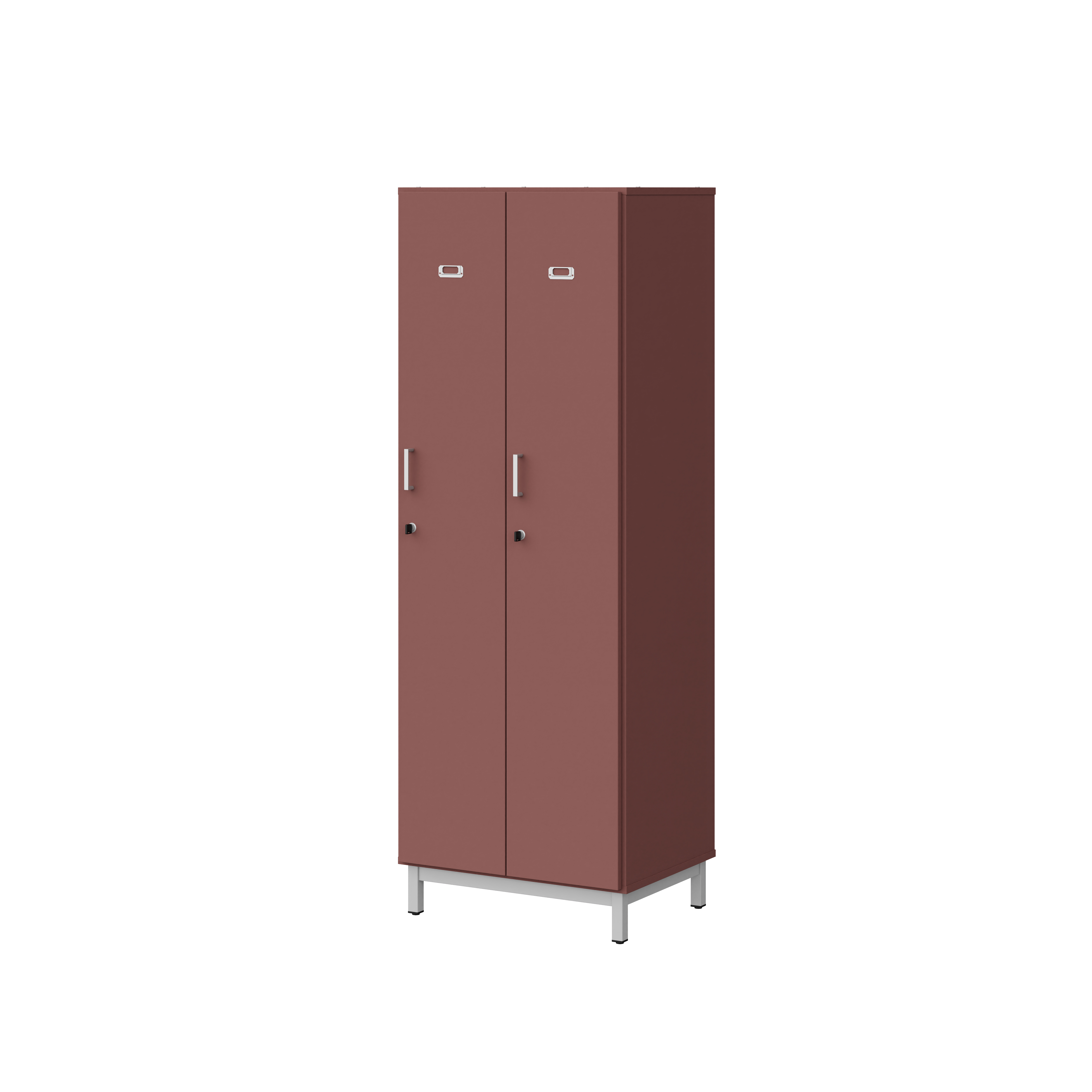 Vestiaire penderie 2 colonnes Mandi - panneaux mélaminé - l. 66,1 x h. 185 x pr. 50 cm - piétement métal réglable -