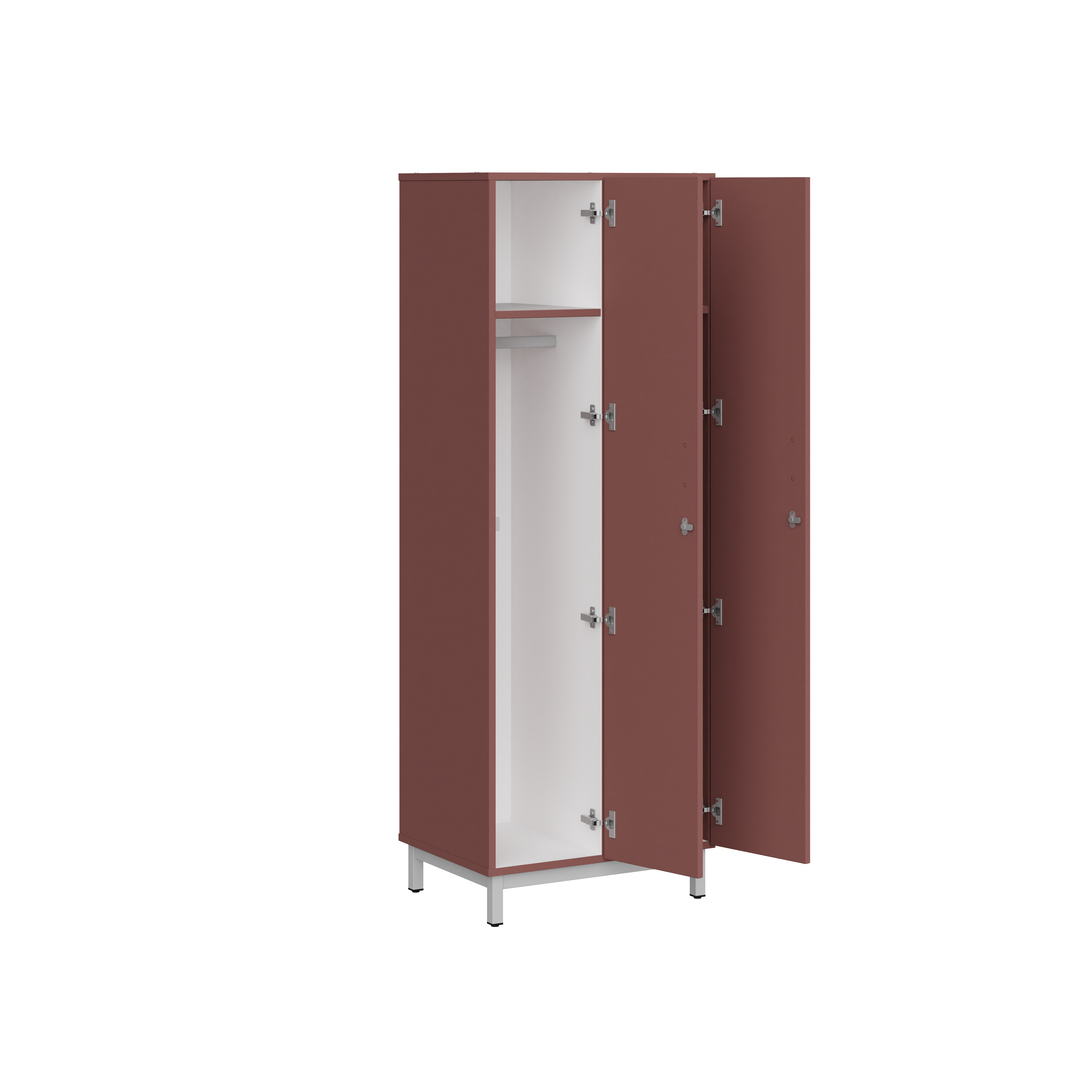 Vestiaire penderie 2 colonnes Mandi - panneaux mélaminé - l. 66,1 x h. 185 x pr. 50 cm - piétement métal réglable -