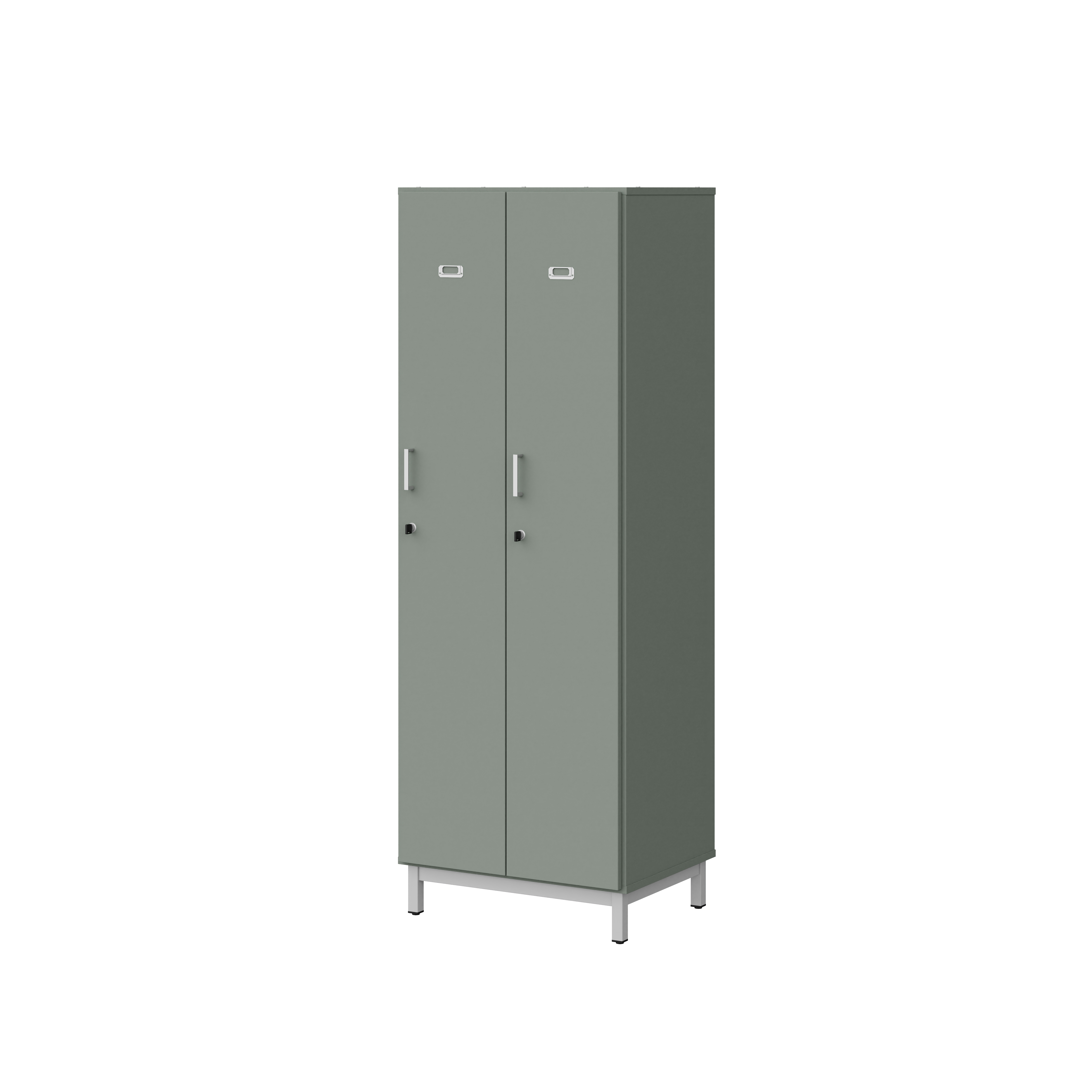 Vestiaire penderie 2 colonnes Mandi - panneaux mélaminé - l. 66,1 x h. 185 x pr. 50 cm - piétement métal réglable -