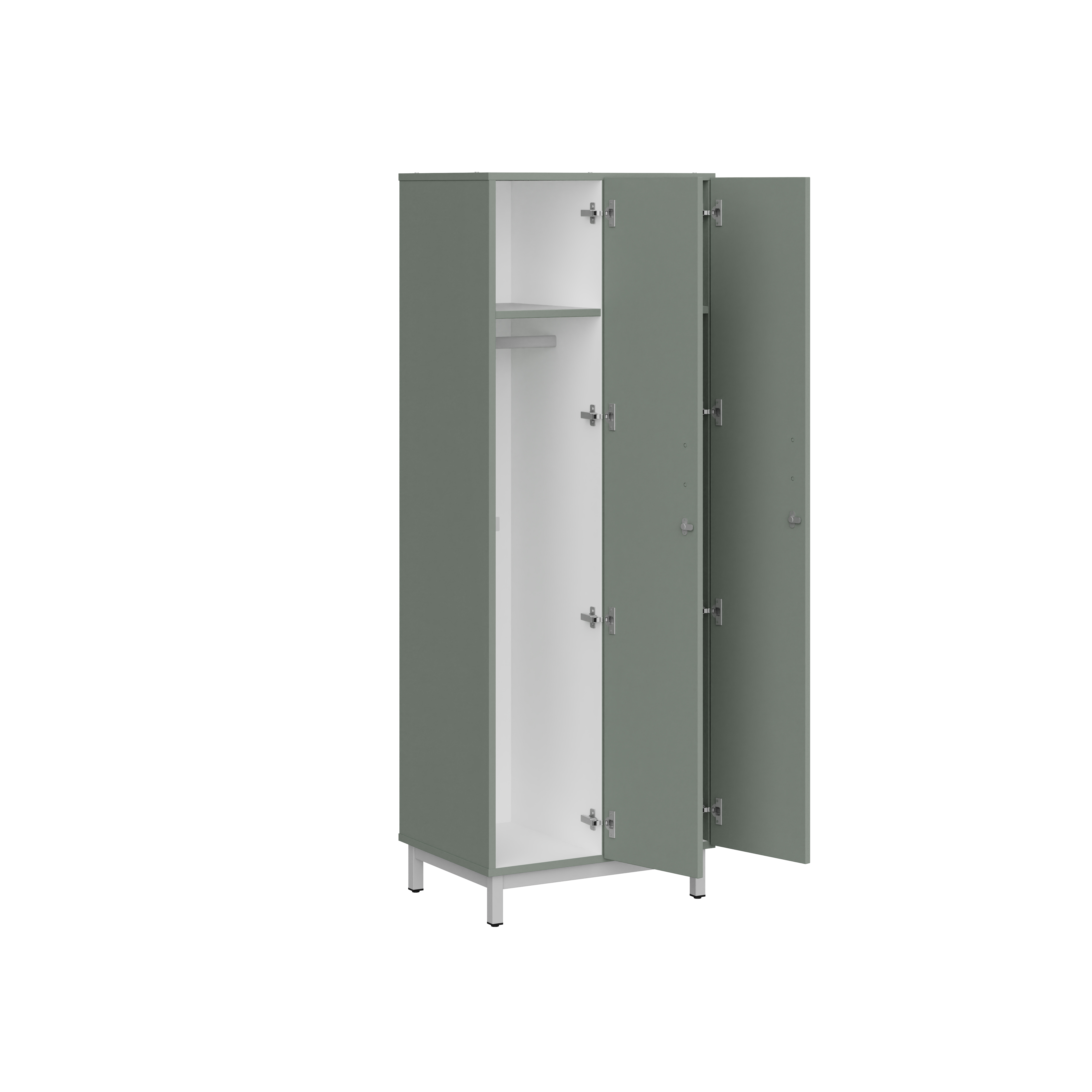 Vestiaire penderie 2 colonnes Mandi - panneaux mélaminé - l. 66,1 x h. 185 x pr. 50 cm - piétement métal réglable -