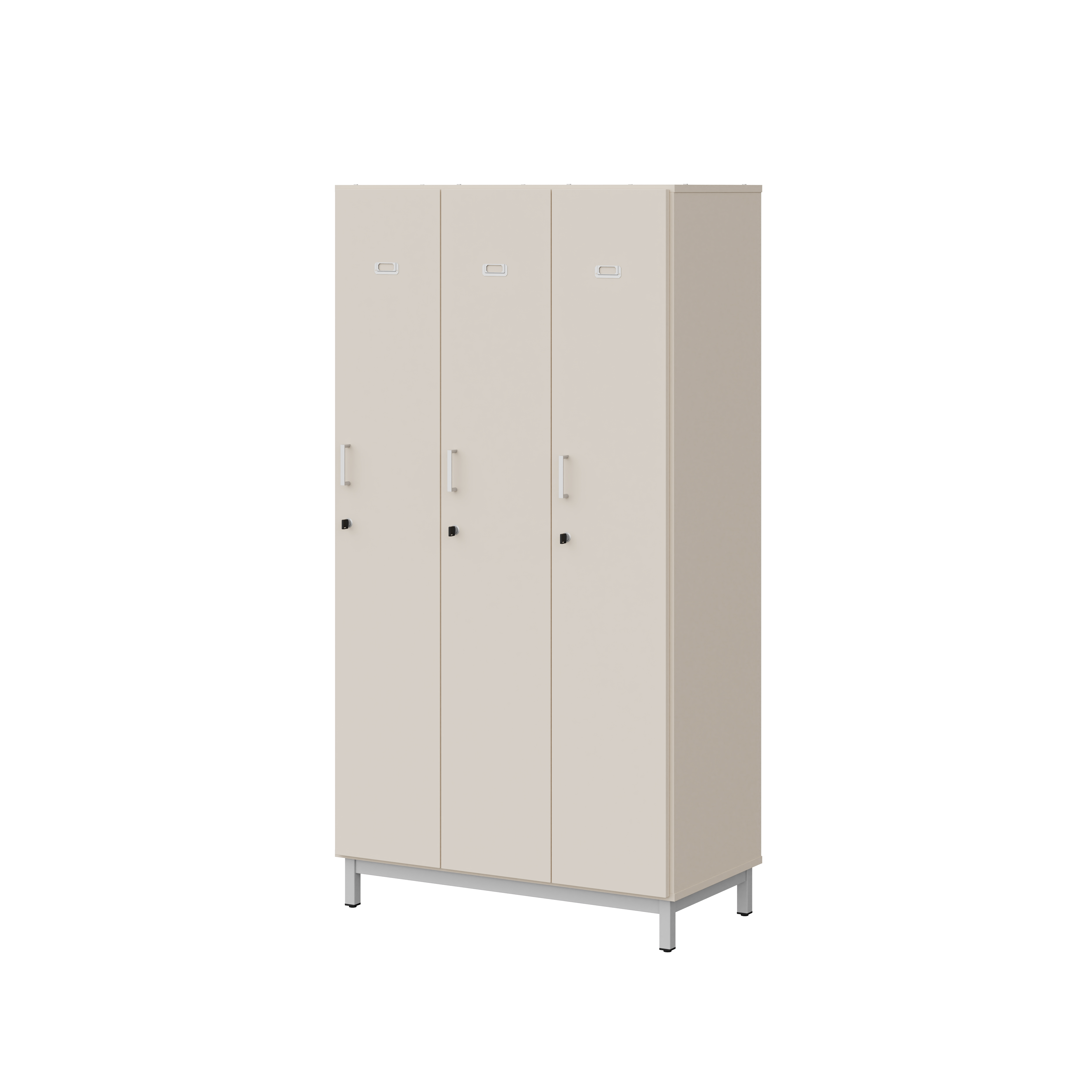 Vestiaire penderie 3 colonnes Mandi - panneaux mélaminé - l. 98 x h. 185 x pr. 50 cm - piétement métal réglable -