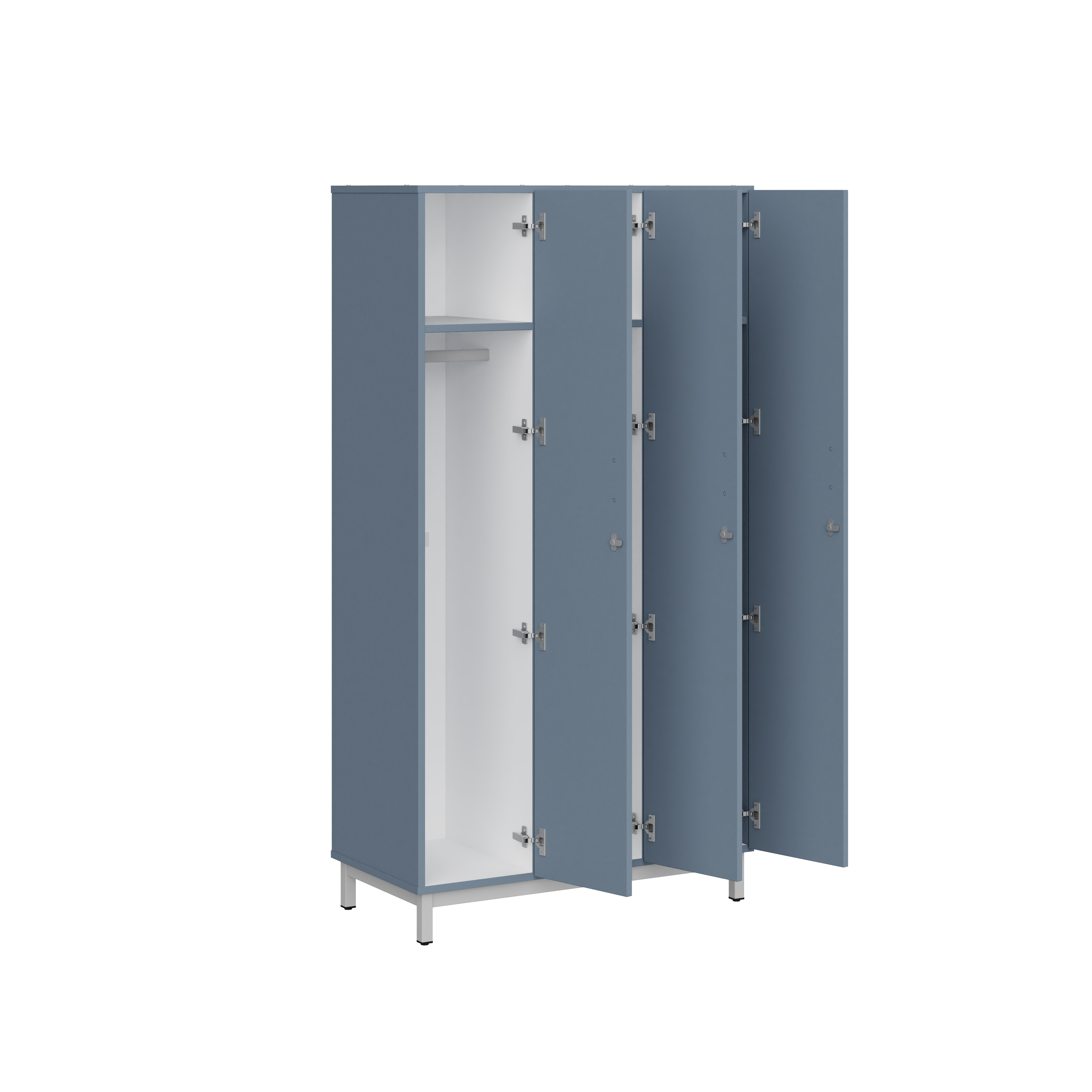 Vestiaire penderie 3 colonnes Mandi - panneaux mélaminé - l. 98 x h. 185 x pr. 50 cm - piétement métal réglable -