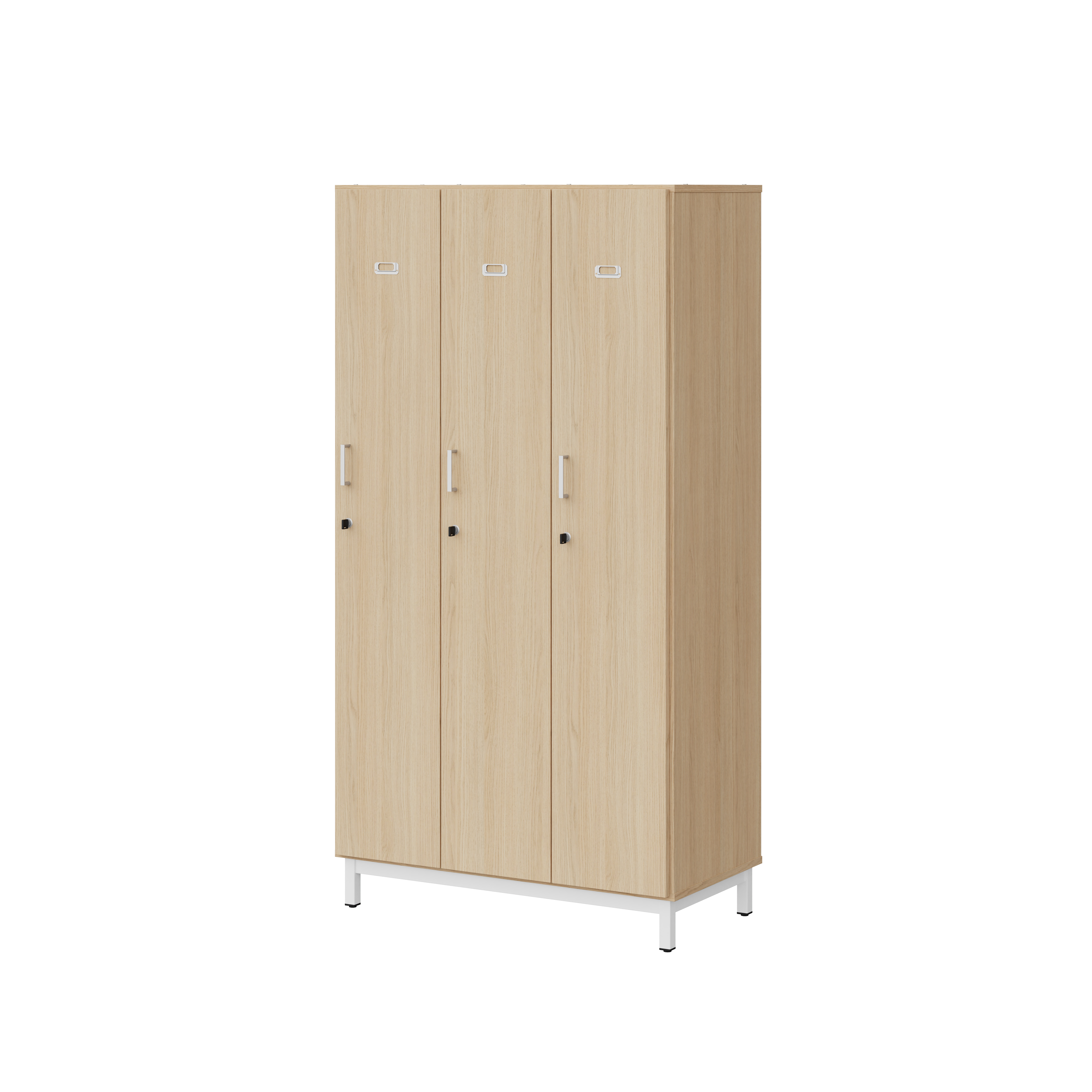 Vestiaire penderie 3 colonnes Mandi - panneaux mélaminé - l. 98 x h. 185 x pr. 50 cm - piétement métal réglable -