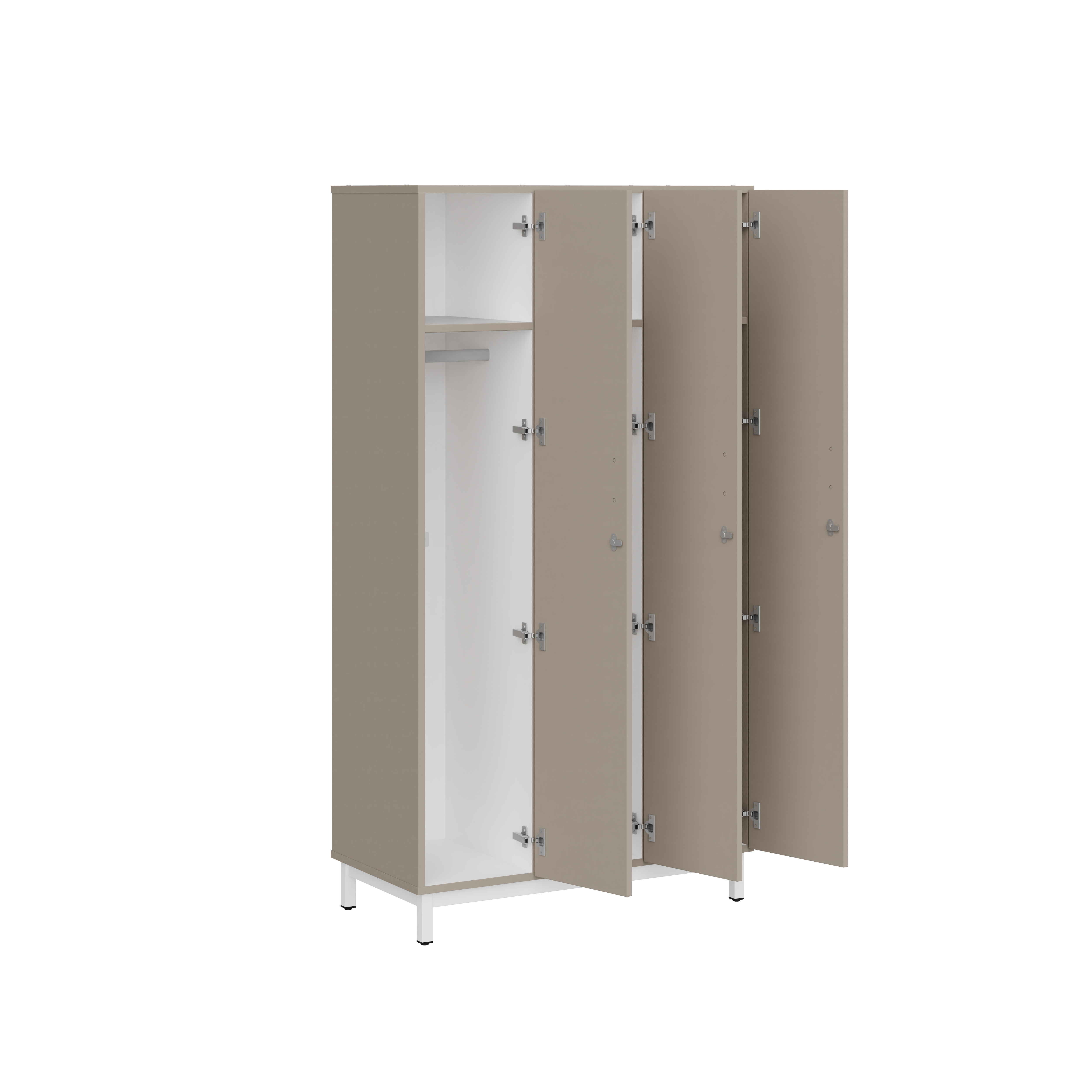 Vestiaire penderie 3 colonnes Mandi - panneaux mélaminé - l. 98 x h. 185 x pr. 50 cm - piétement métal réglable -