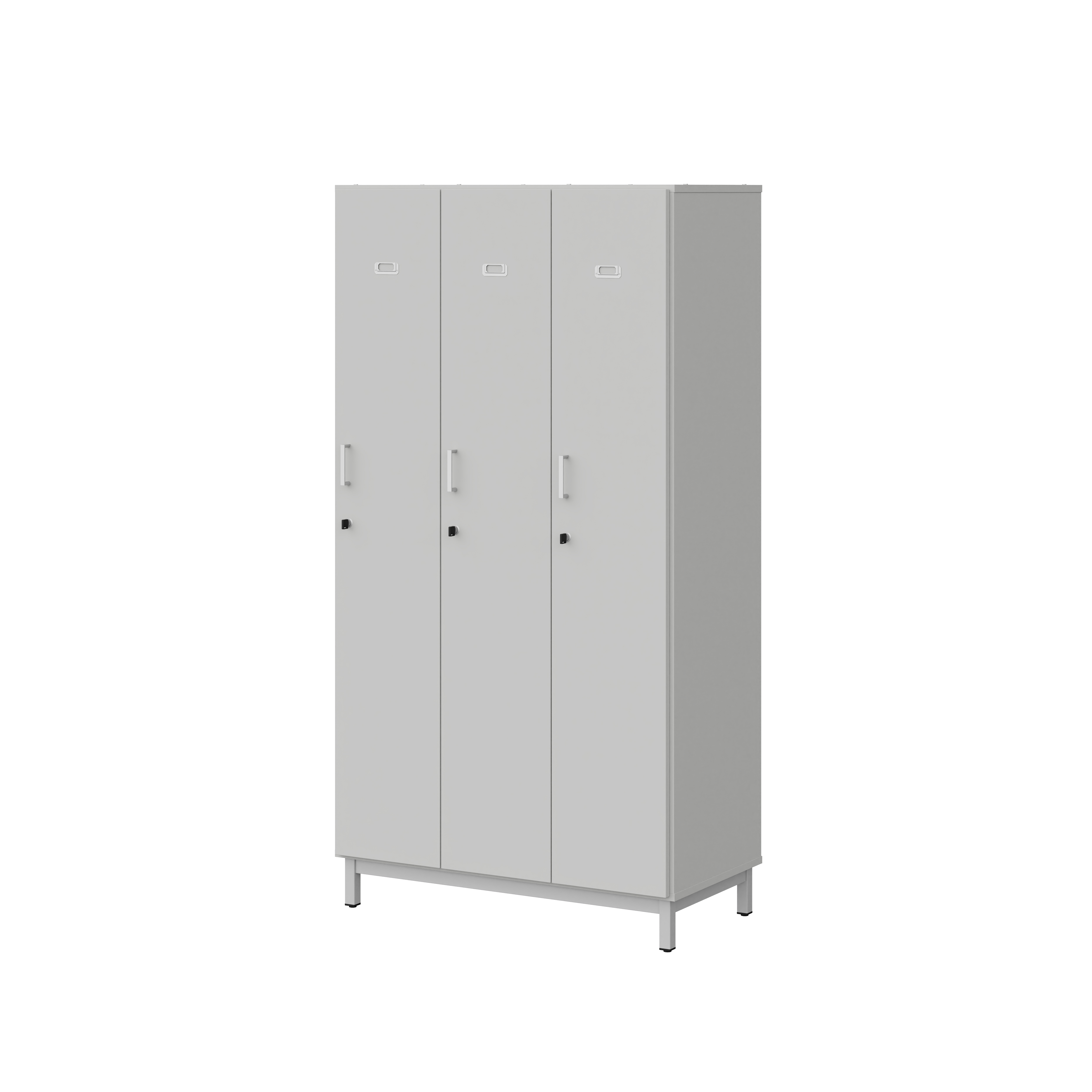 Vestiaire penderie 3 colonnes Mandi - panneaux mélaminé - l. 98 x h. 185 x pr. 50 cm - piétement métal réglable -