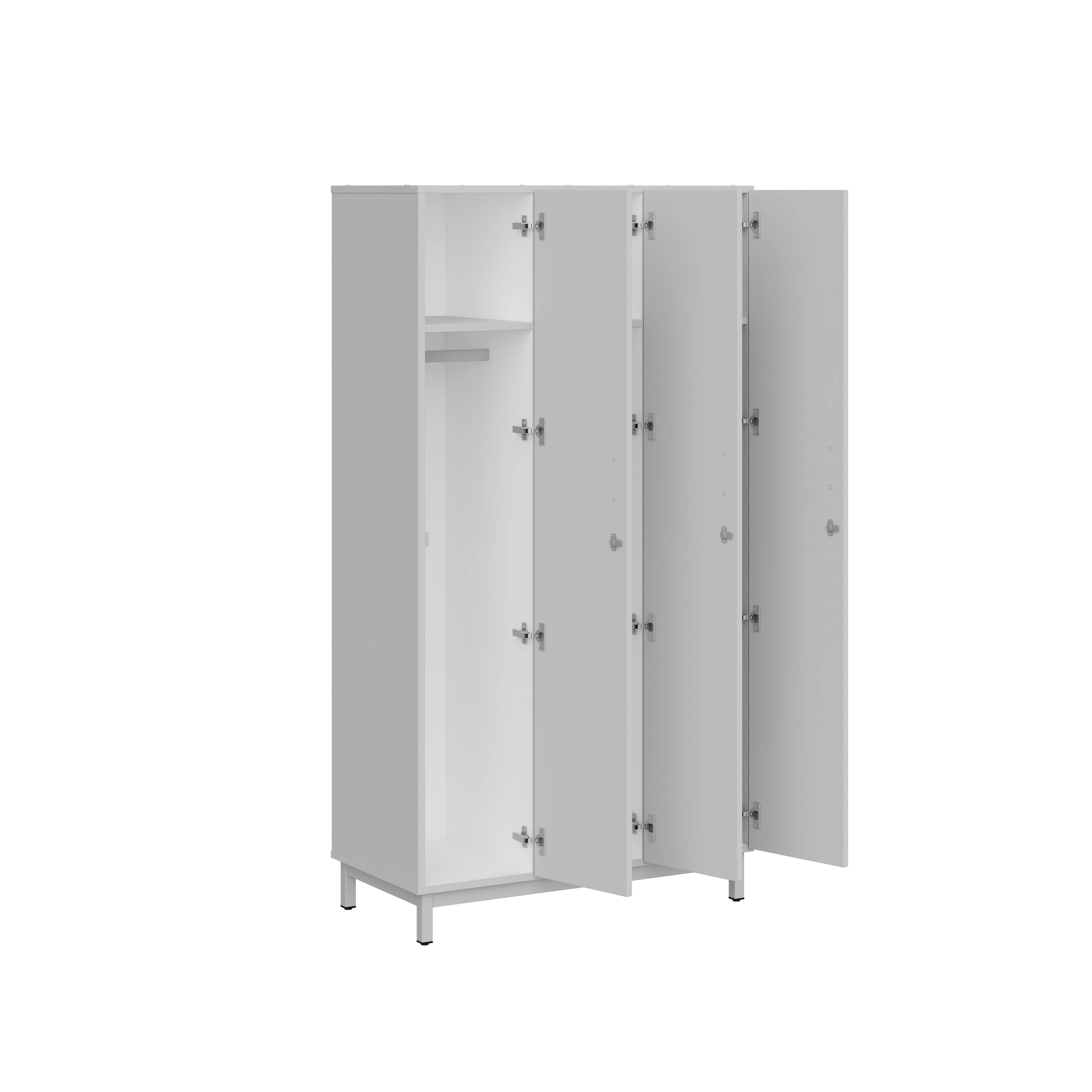 Vestiaire penderie 3 colonnes Mandi - panneaux mélaminé - l. 98 x h. 185 x pr. 50 cm - piétement métal réglable -