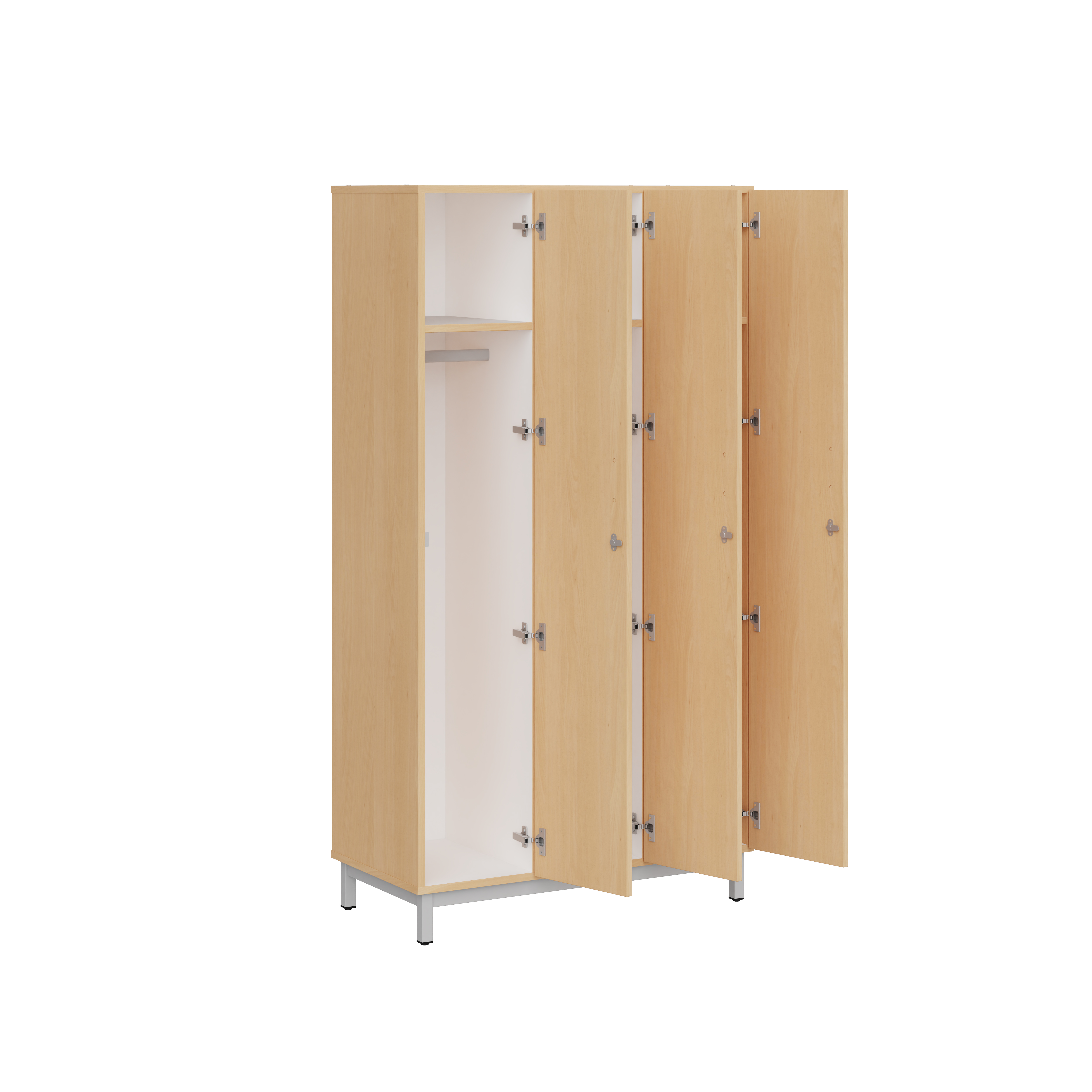 Vestiaire penderie 3 colonnes Mandi - panneaux mélaminé - l. 98 x h. 185 x pr. 50 cm - piétement métal réglable -