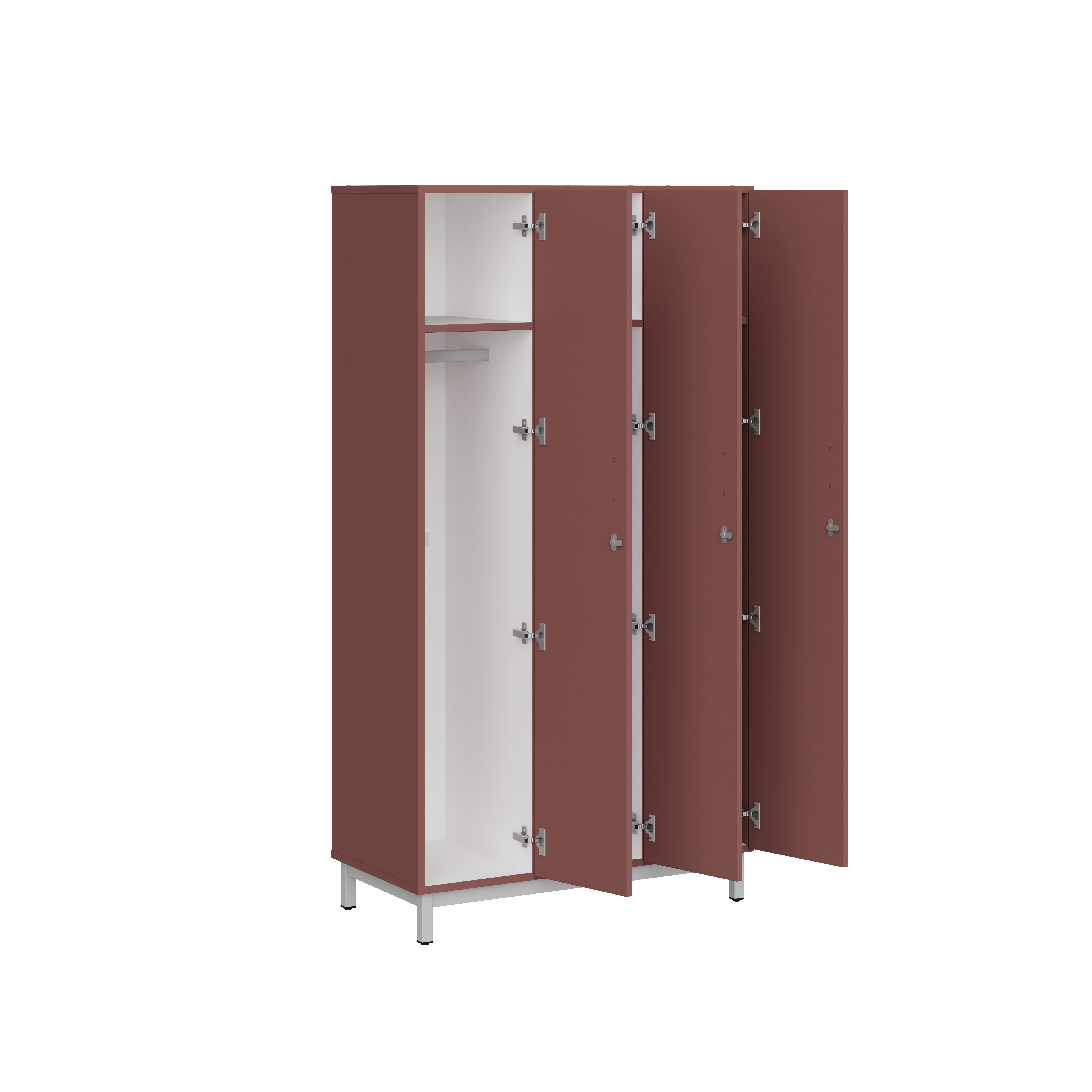 Vestiaire penderie 3 colonnes Mandi - panneaux mélaminé - l. 98 x h. 185 x pr. 50 cm - piétement métal réglable -