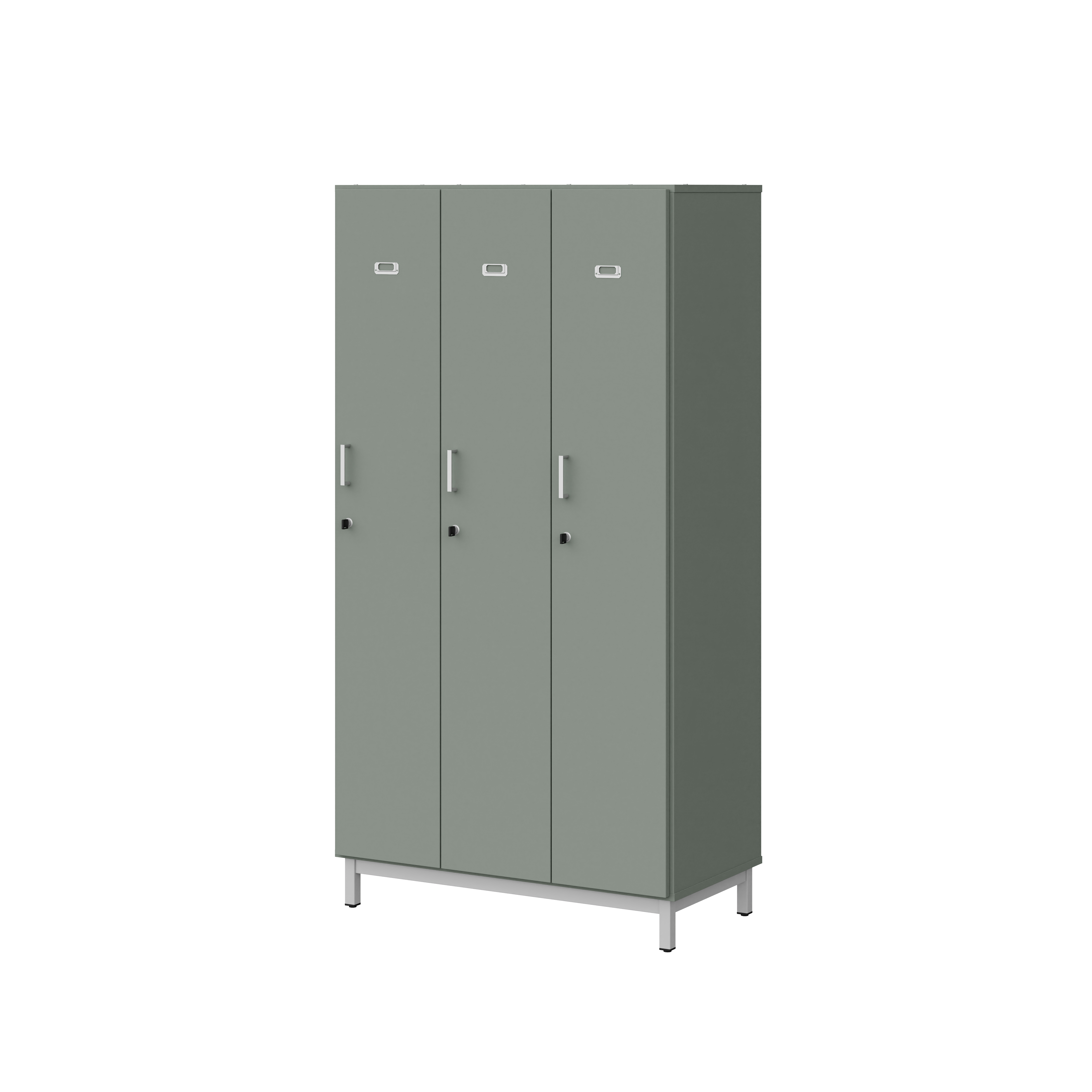 Vestiaire penderie 3 colonnes Mandi - panneaux mélaminé - l. 98 x h. 185 x pr. 50 cm - piétement métal réglable -