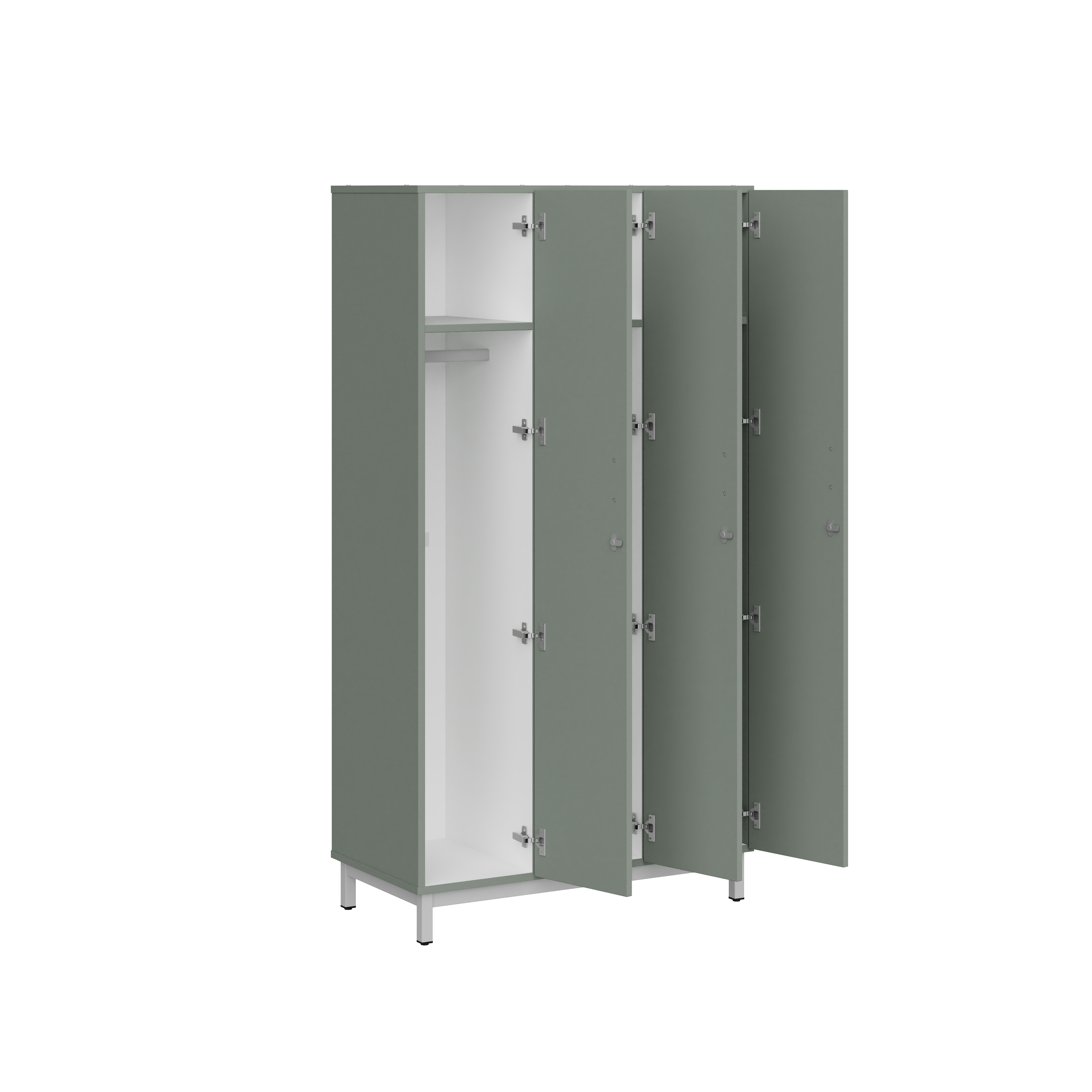 Vestiaire penderie 3 colonnes Mandi - panneaux mélaminé - l. 98 x h. 185 x pr. 50 cm - piétement métal réglable -