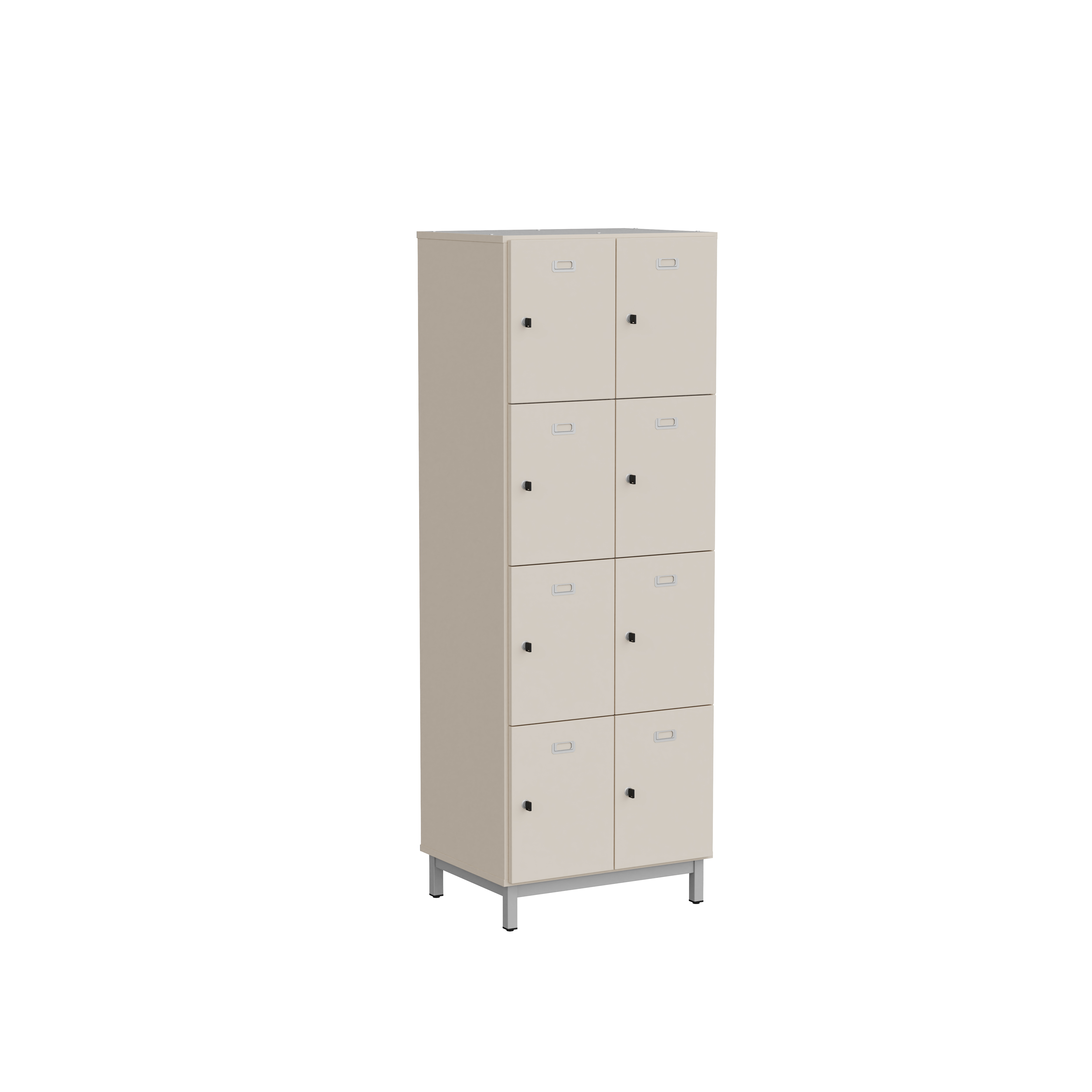 Vestiaire 2 colonnes 8 casiers Mandi - panneaux mélaminé - l. 66,1 x h. 185 x pr. 50 cm - piétement métal réglable -