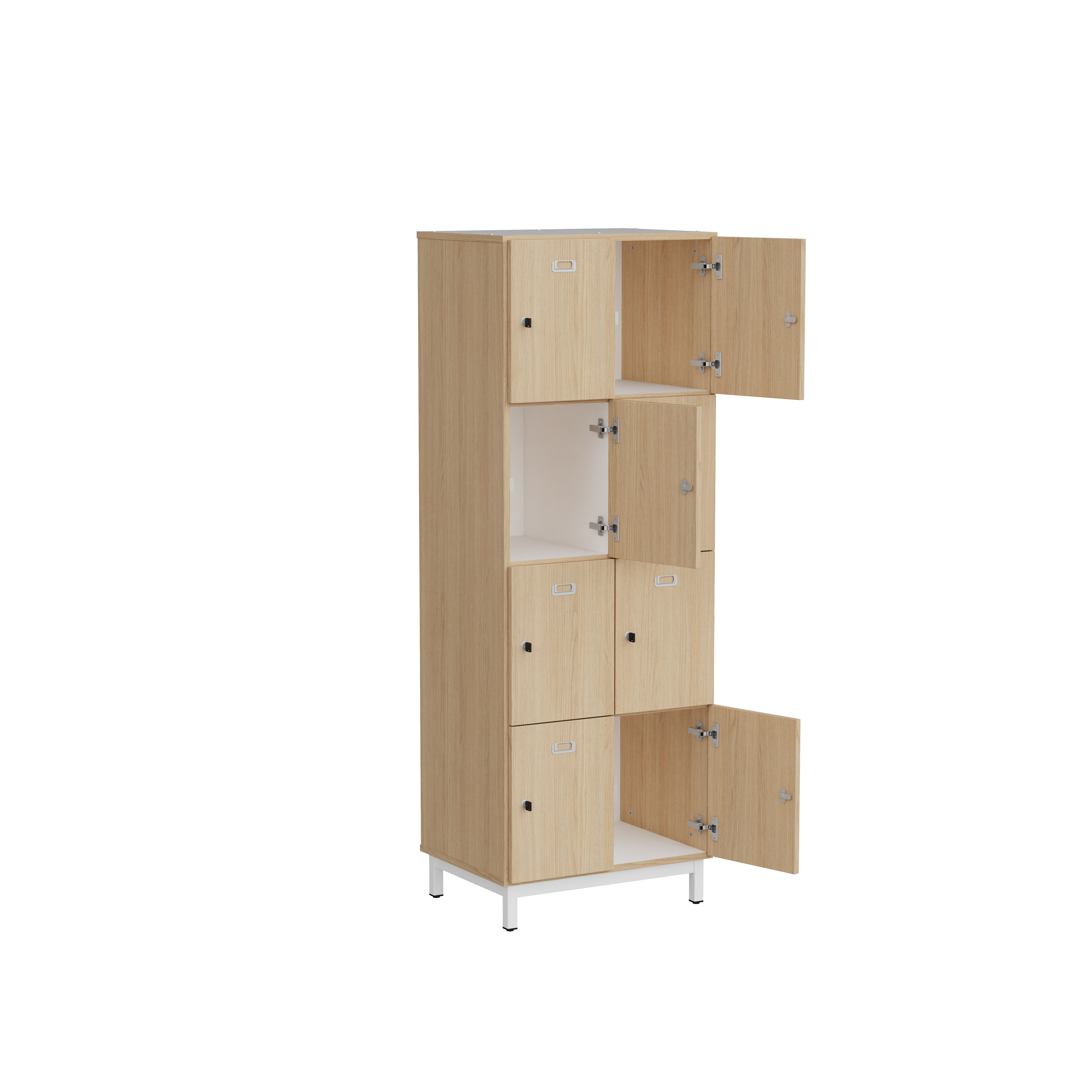 Vestiaire 2 colonnes 8 casiers Mandi - panneaux mélaminé - l. 66,1 x h. 185 x pr. 50 cm - piétement métal réglable -