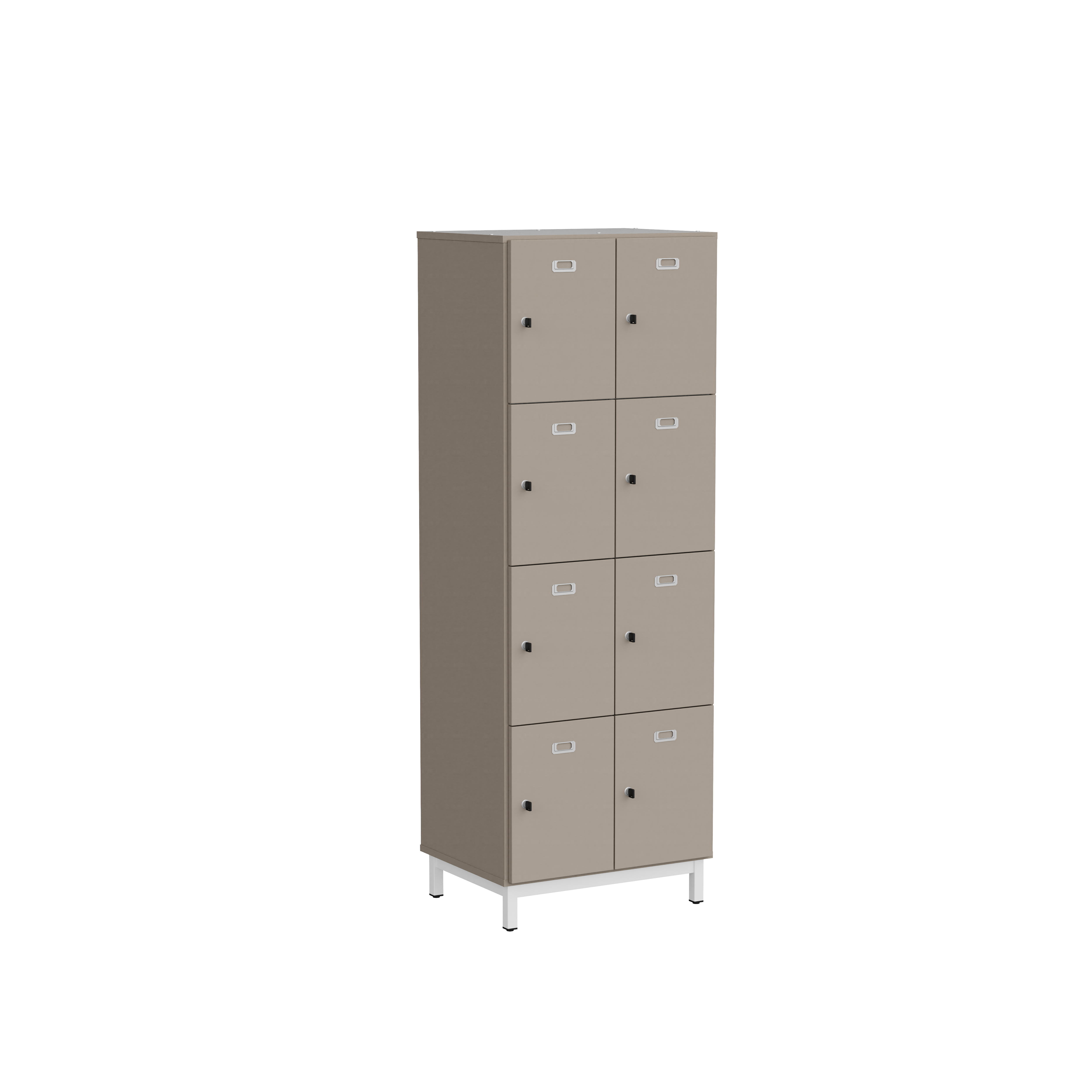 Vestiaire 2 colonnes 8 casiers Mandi - panneaux mélaminé - l. 66,1 x h. 185 x pr. 50 cm - piétement métal réglable -