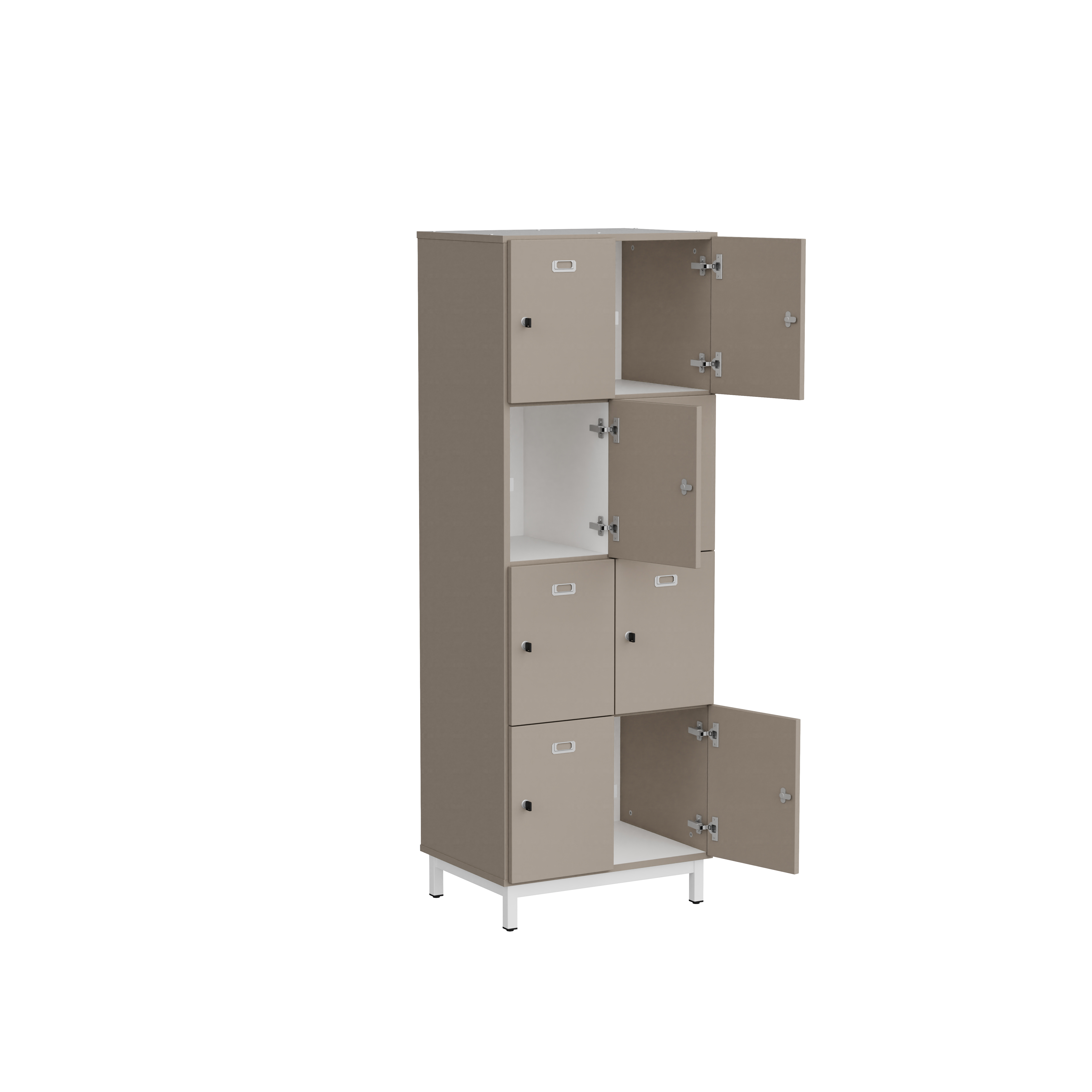 Vestiaire 2 colonnes 8 casiers Mandi - panneaux mélaminé - l. 66,1 x h. 185 x pr. 50 cm - piétement métal réglable -