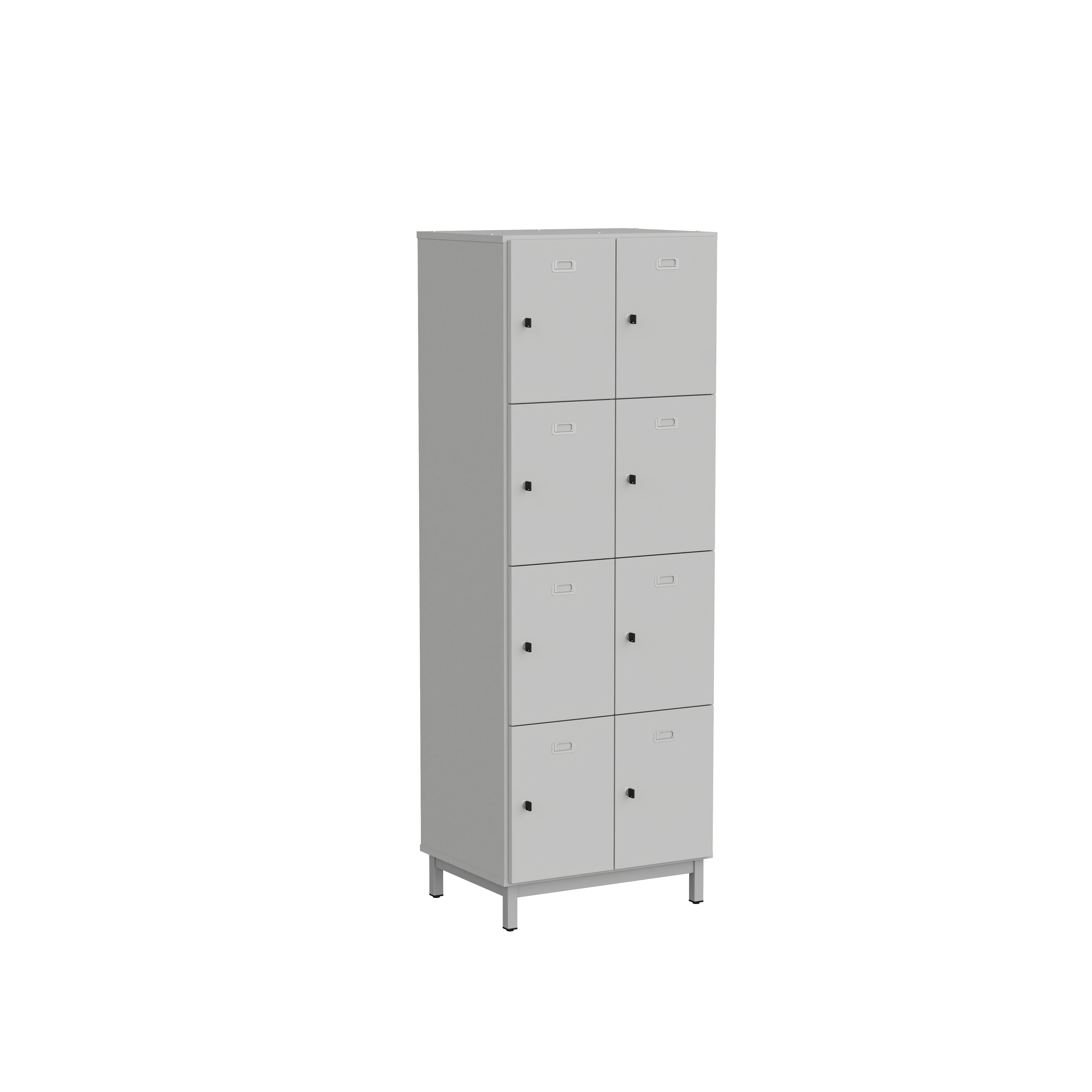 Vestiaire 2 colonnes 8 casiers Mandi - panneaux mélaminé - l. 66,1 x h. 185 x pr. 50 cm - piétement métal réglable -