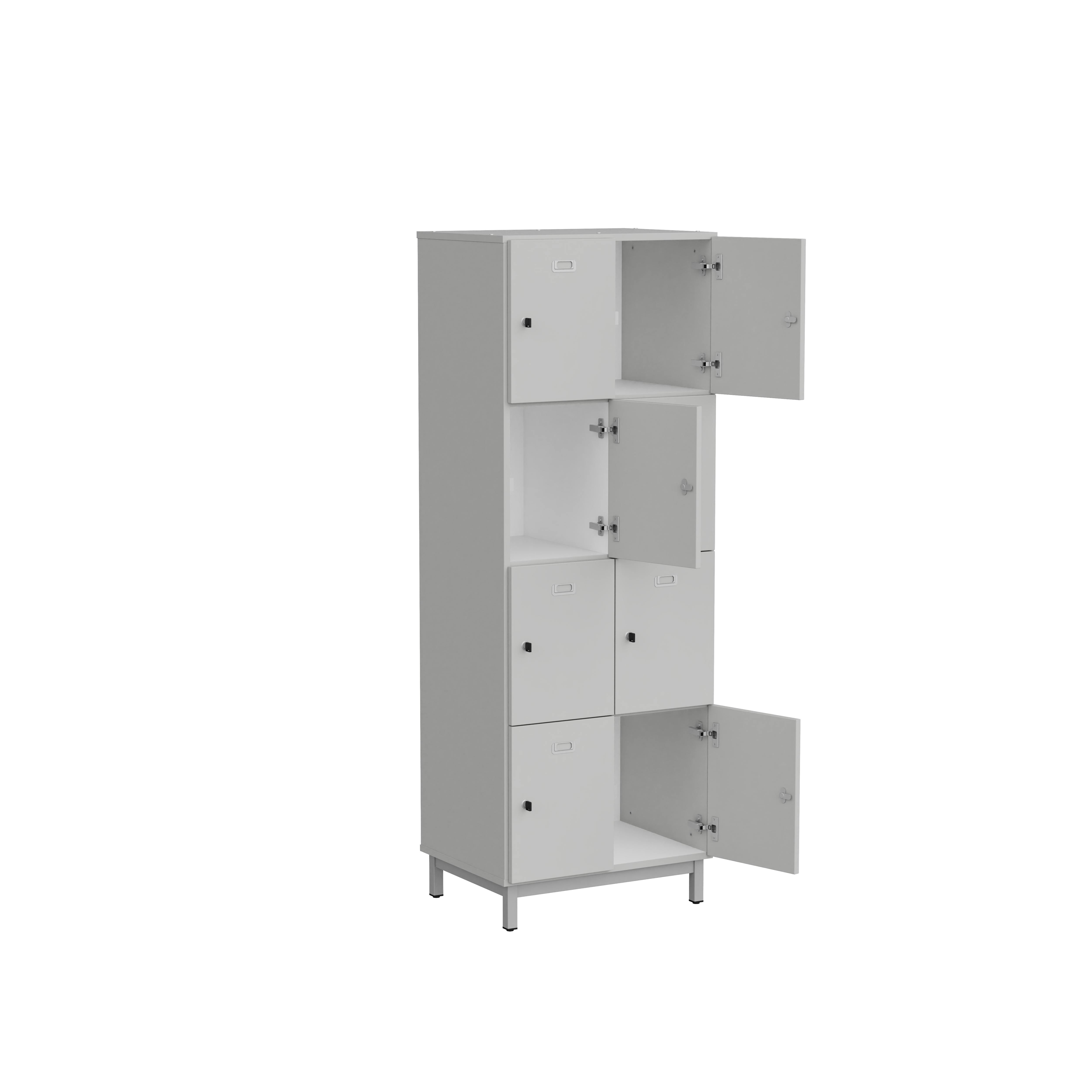 Vestiaire 2 colonnes 8 casiers Mandi - panneaux mélaminé - l. 66,1 x h. 185 x pr. 50 cm - piétement métal réglable -