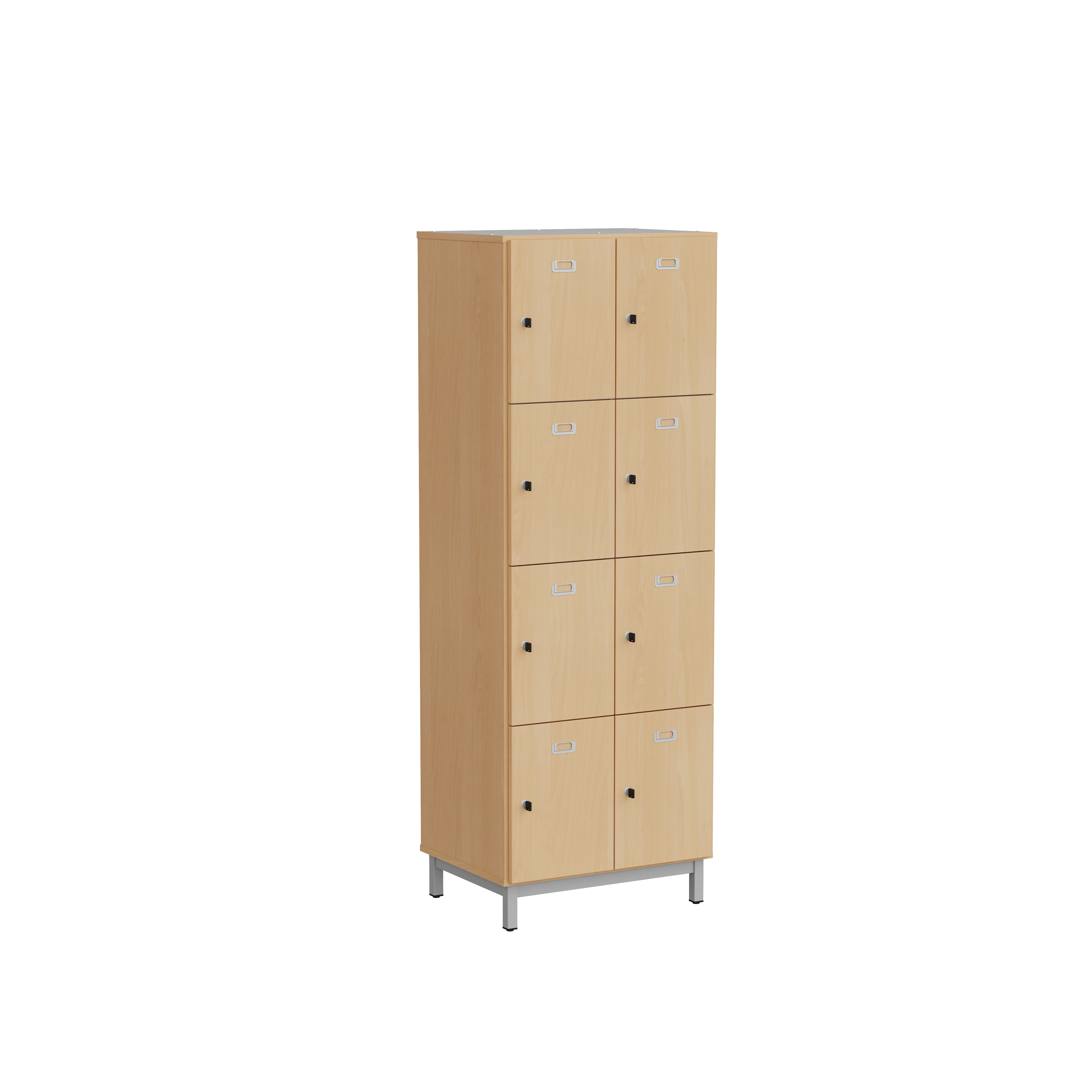 Vestiaire 2 colonnes 8 casiers Mandi - panneaux mélaminé - l. 66,1 x h. 185 x pr. 50 cm - piétement métal réglable -