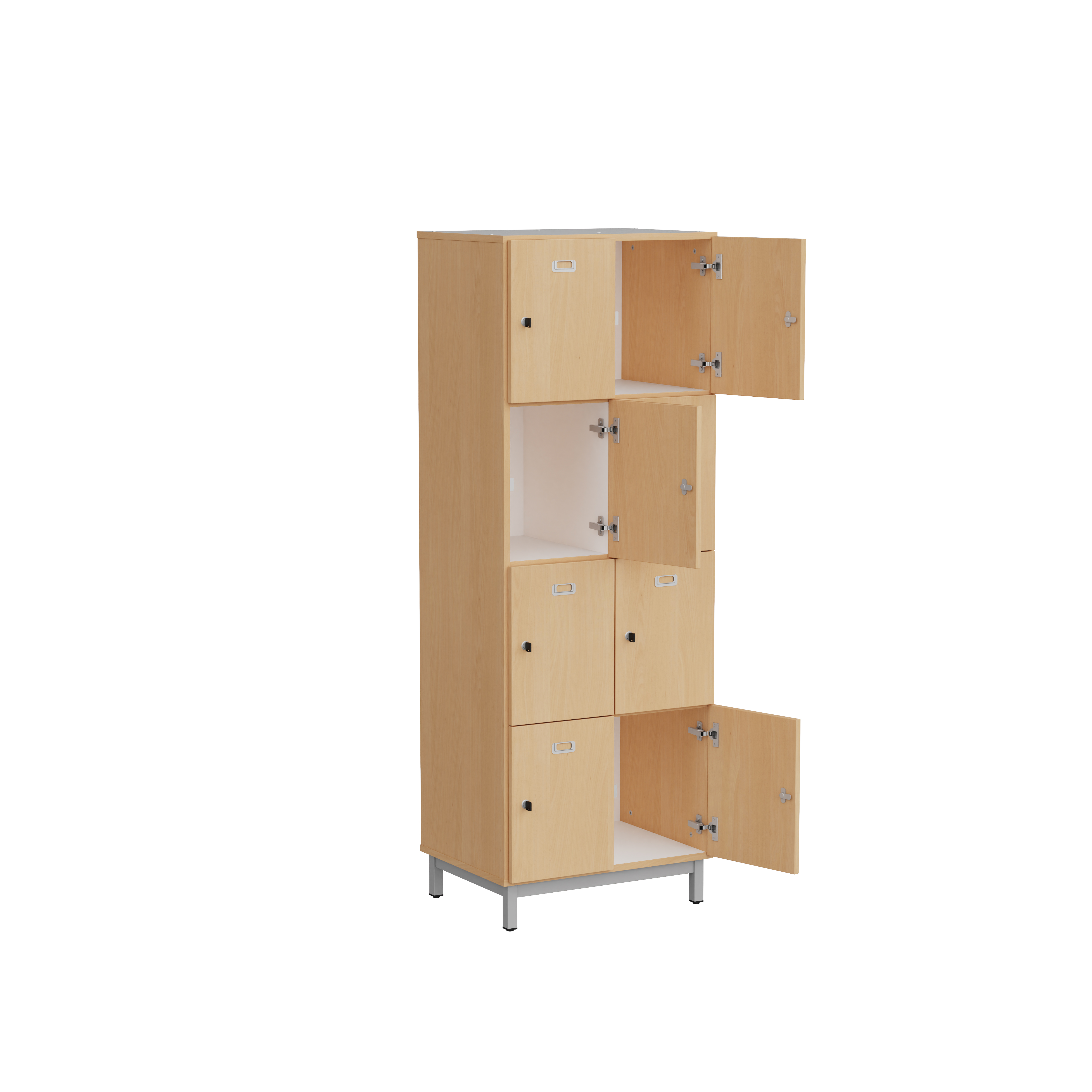 Vestiaire 2 colonnes 8 casiers Mandi - panneaux mélaminé - l. 66,1 x h. 185 x pr. 50 cm - piétement métal réglable -
