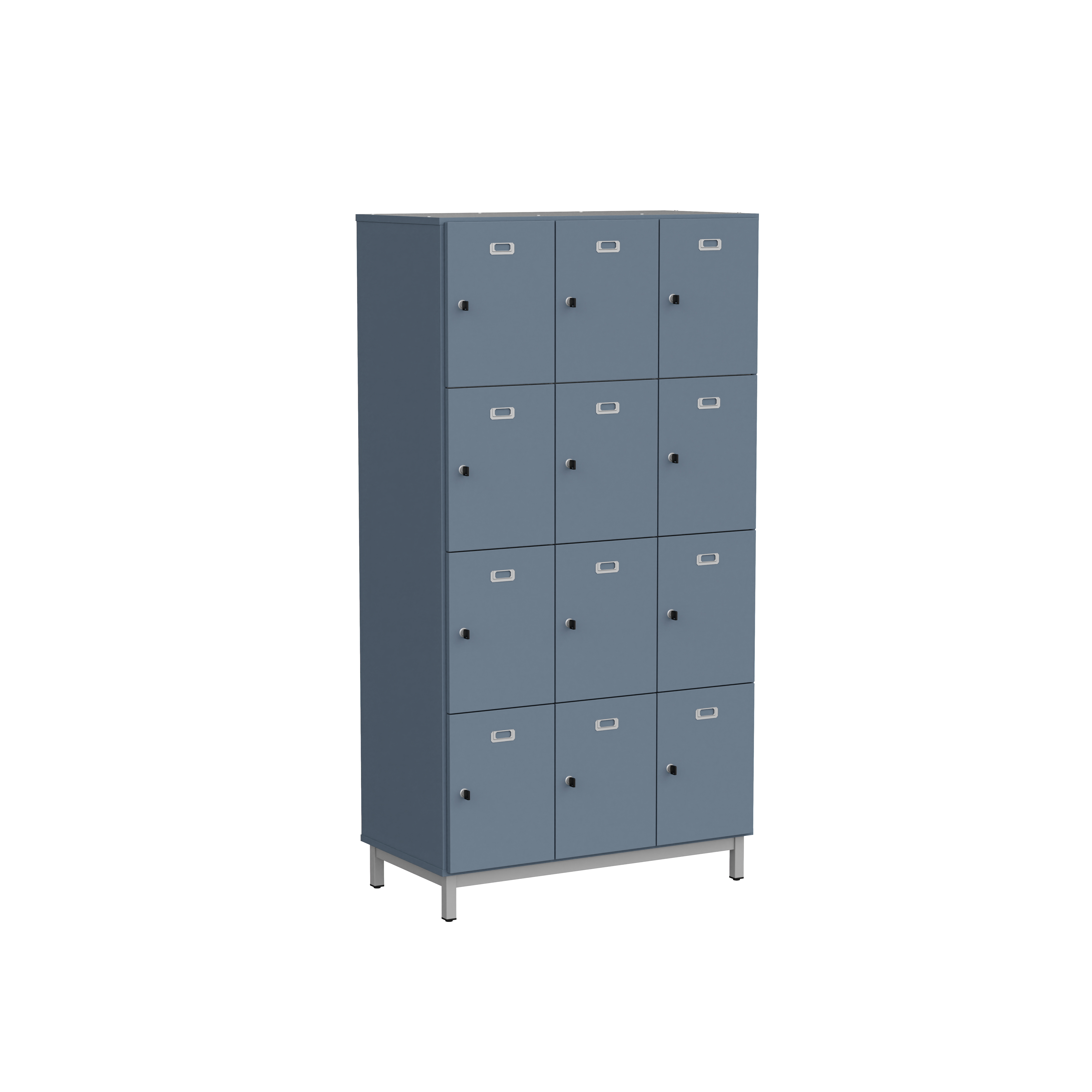 Vestiaire 3 colonnes 12 casiers Mandi - panneaux mélaminé - l. 98 x h. 185 x pr. 50 cm - piétement métal réglable -