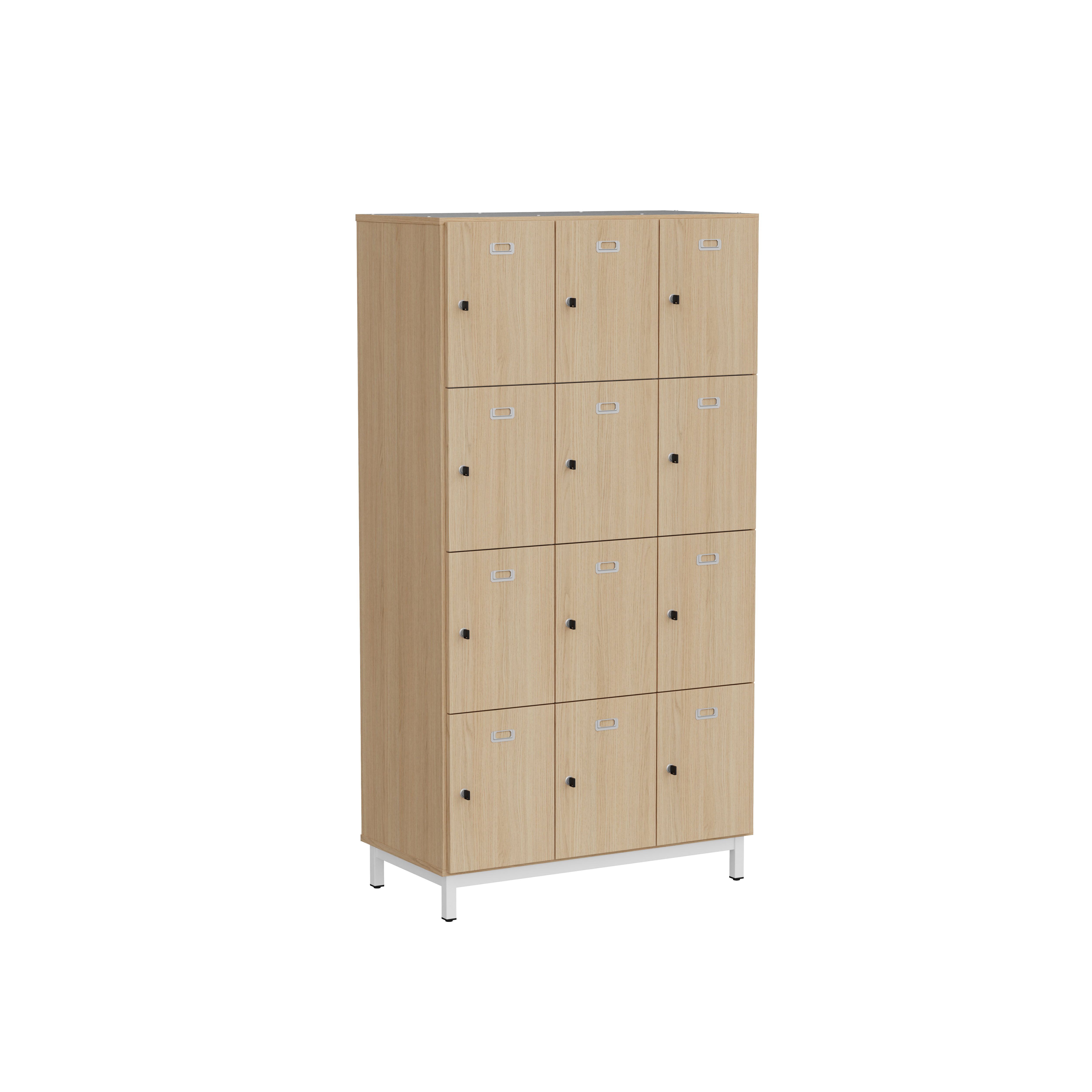 Vestiaire 3 colonnes 12 casiers Mandi - panneaux mélaminé - l. 98 x h. 185 x pr. 50 cm - piétement métal réglable -