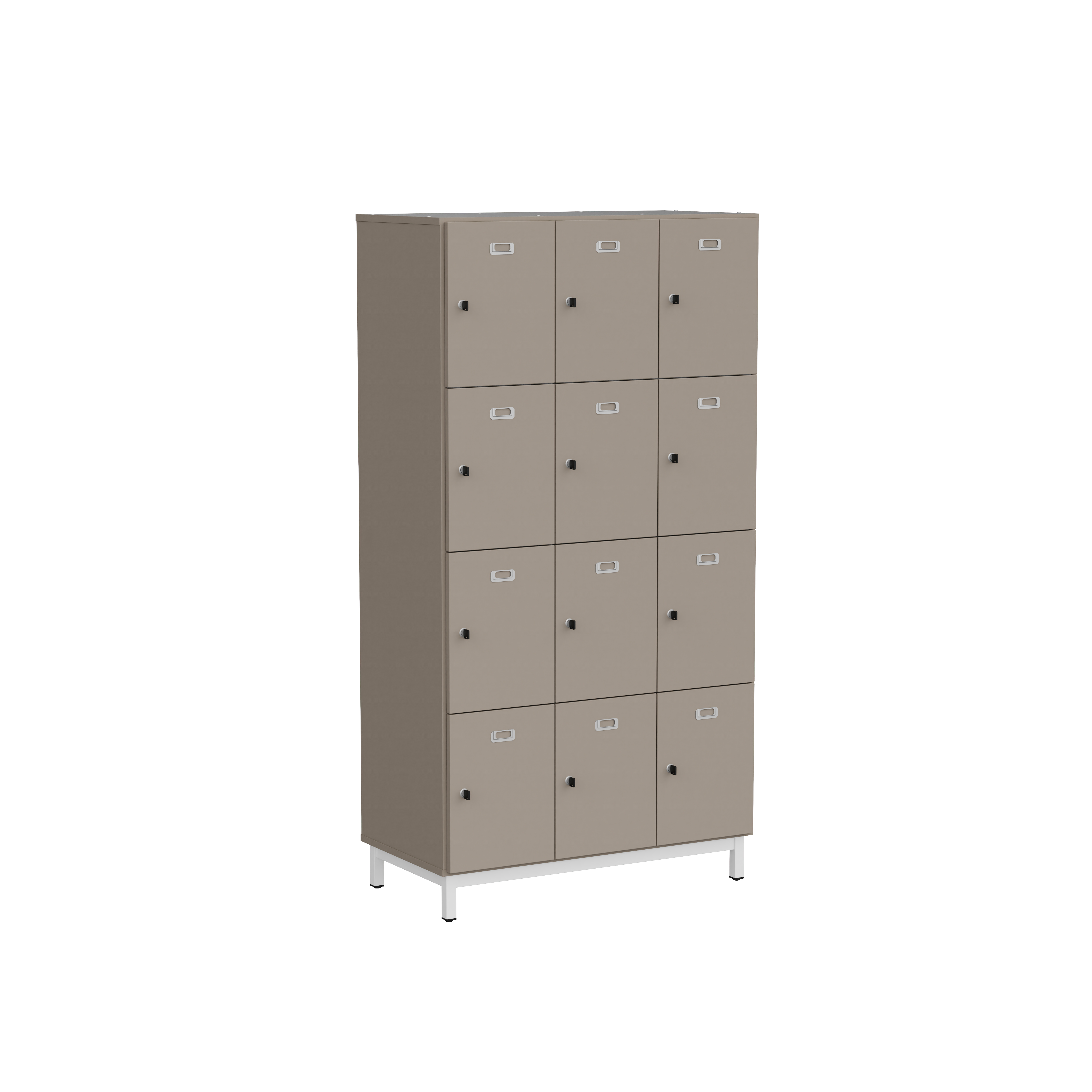 Vestiaire 3 colonnes 12 casiers Mandi - panneaux mélaminé - l. 98 x h. 185 x pr. 50 cm - piétement métal réglable -