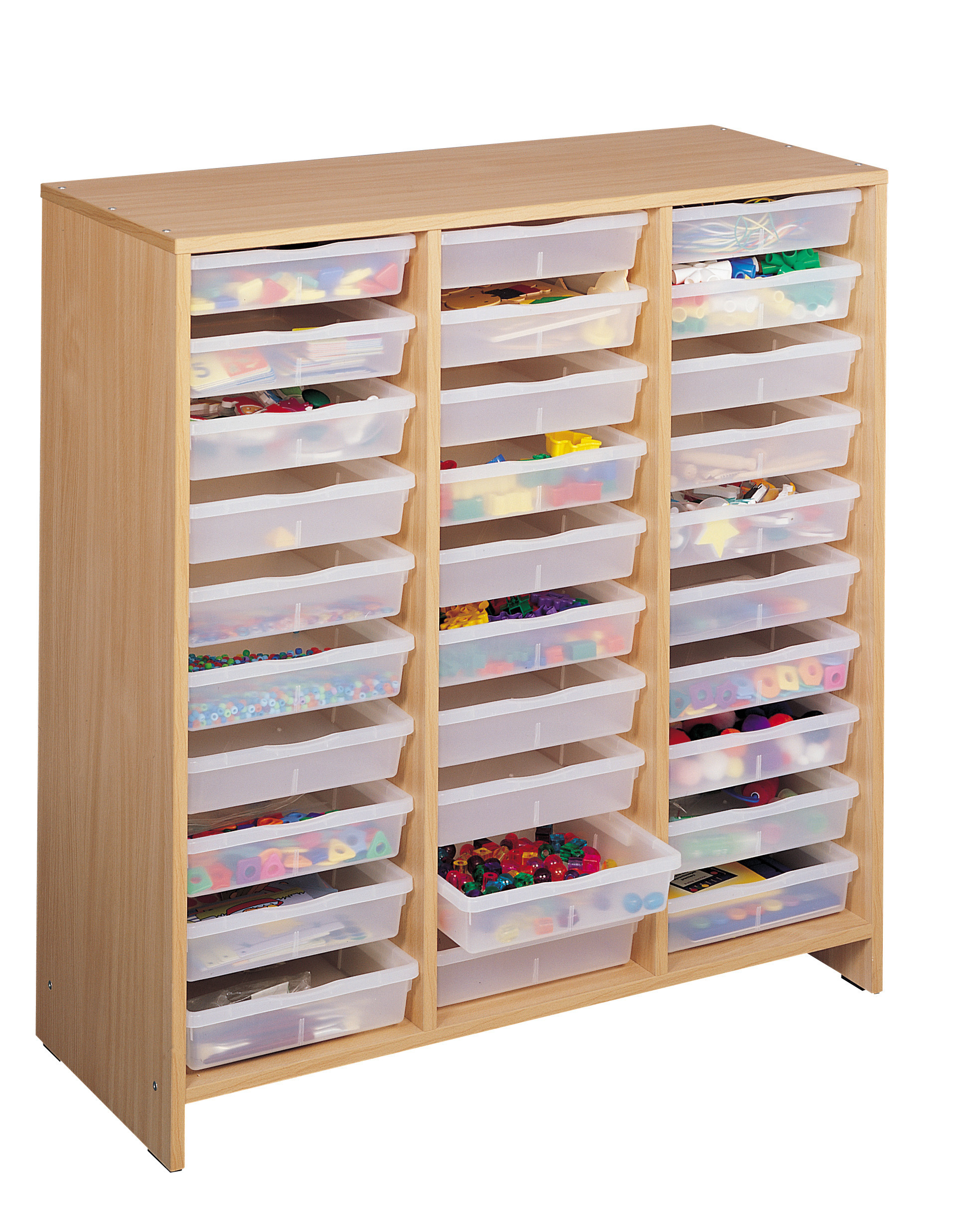 Meuble haut - 30 bacs incolores - hêtre