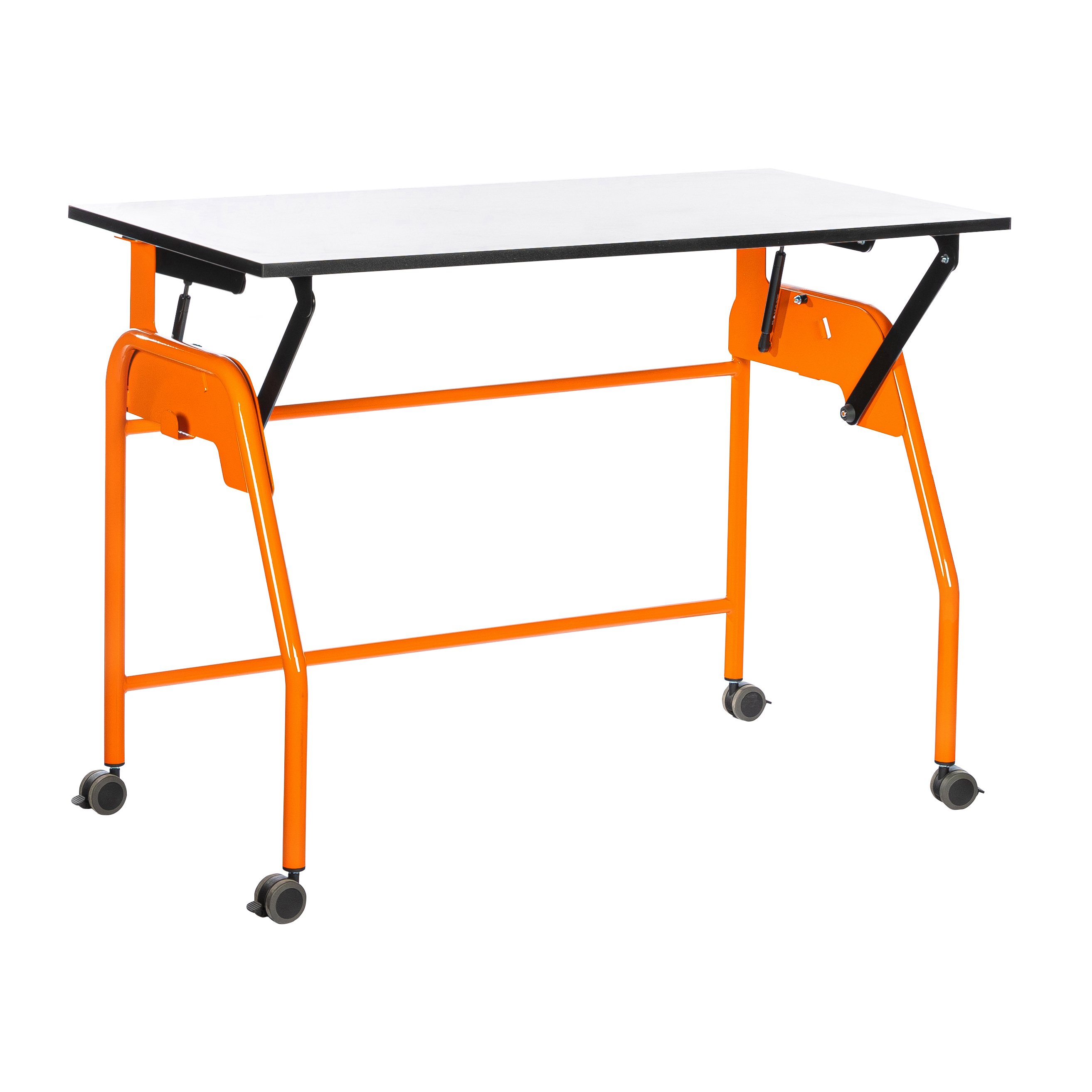 Table-tableau BIPLAN plateau stratifié blanc - 125 x 60 x 62,5 cm - piétement métallique 4 pieds -