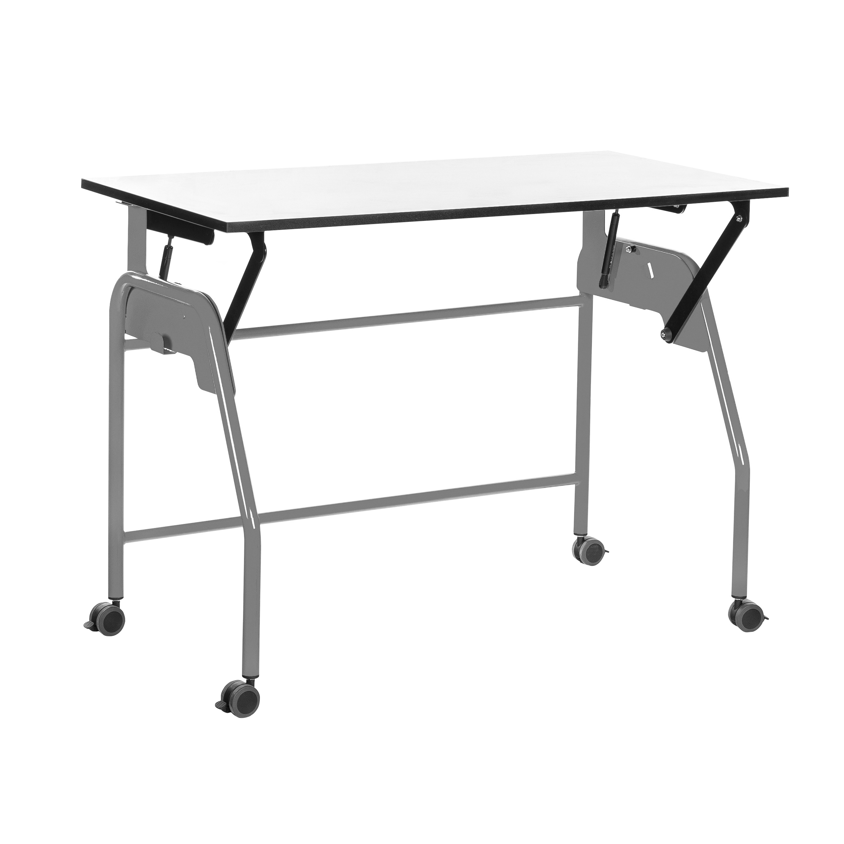 Table-tableau BIPLAN plateau stratifié blanc - 125 x 60 x 62,5 cm - piétement métallique 4 pieds -