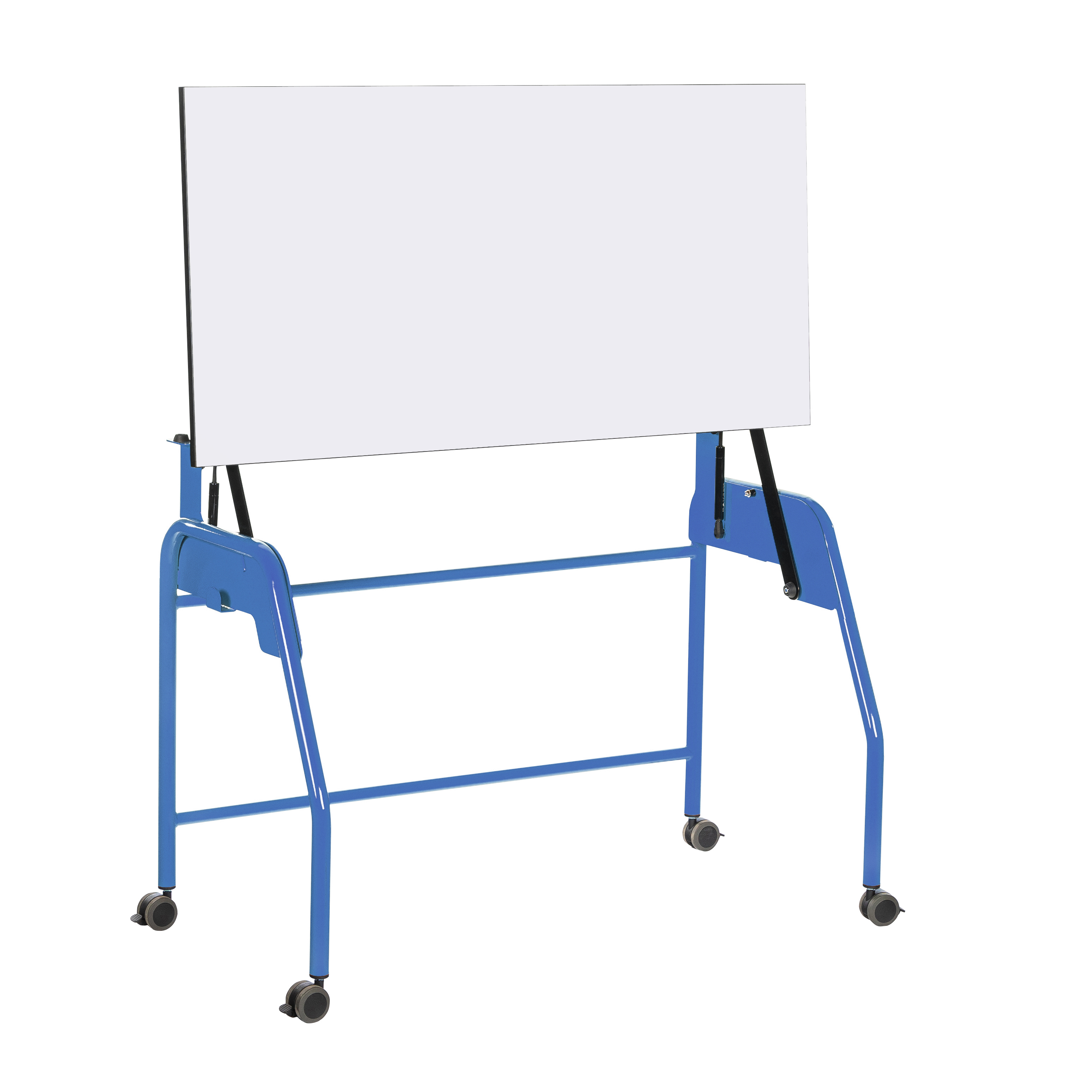 Table-tableau BIPLAN plateau stratifié blanc - 125 x 60 x 62,5 cm - piétement métallique 4 pieds -