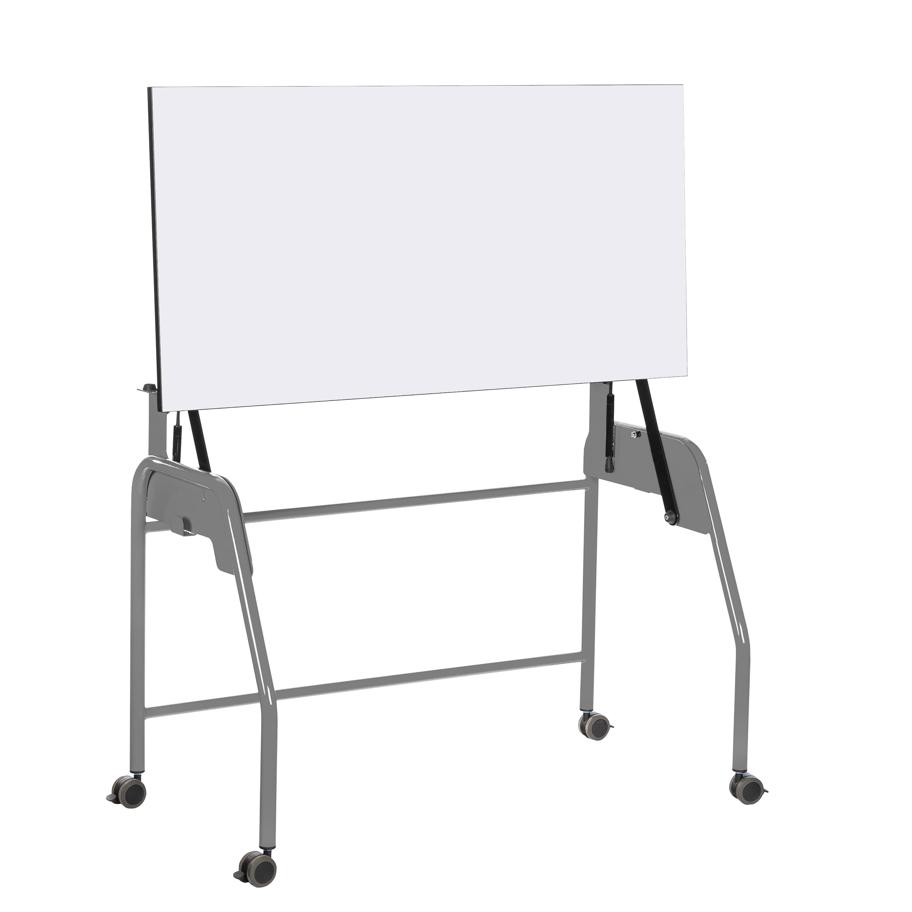 Table-tableau BIPLAN plateau stratifié blanc - 125 x 60 x 62,5 cm - piétement métallique 4 pieds -