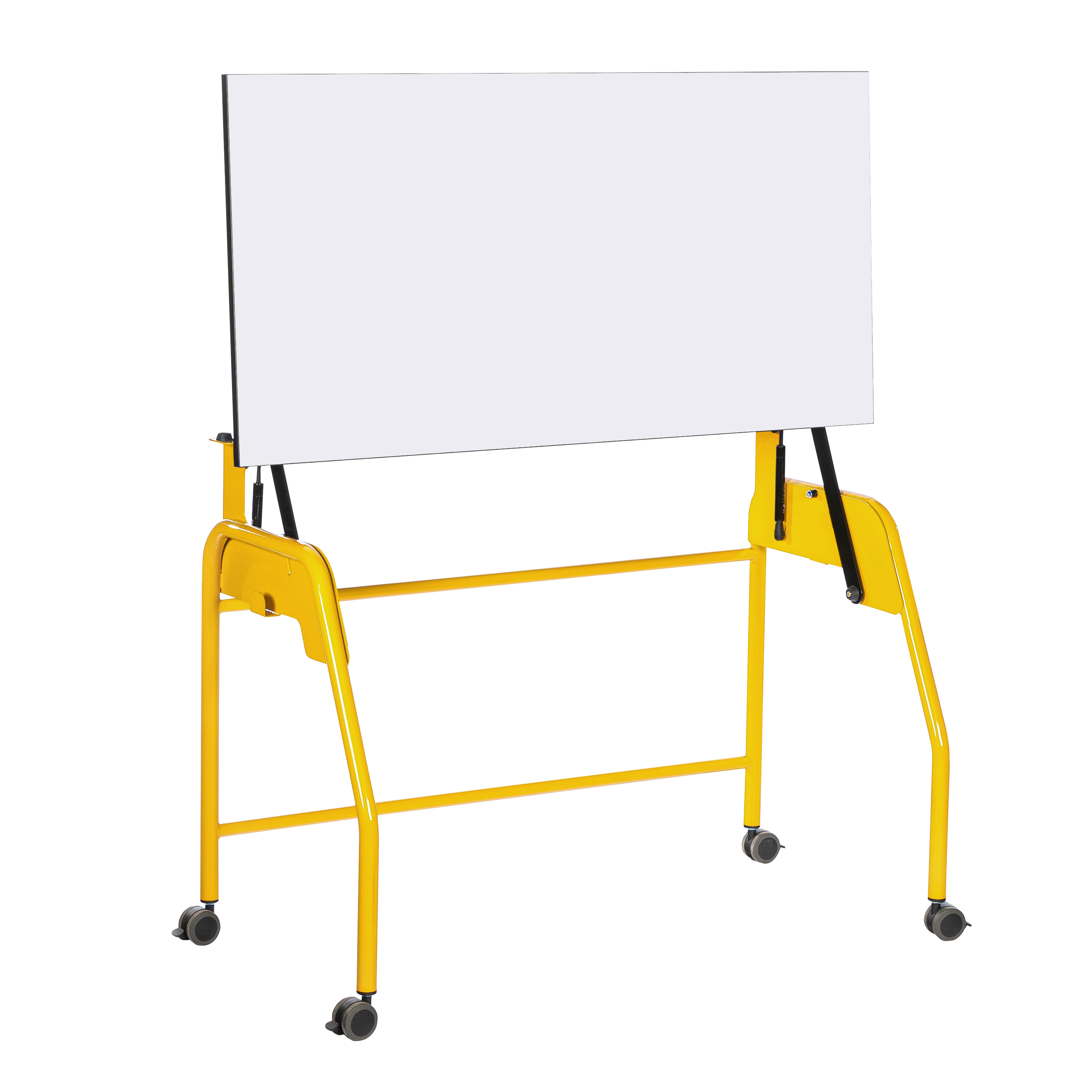 Table-tableau BIPLAN plateau stratifié blanc - 125 x 60 x 62,5 cm - piétement métallique 4 pieds -