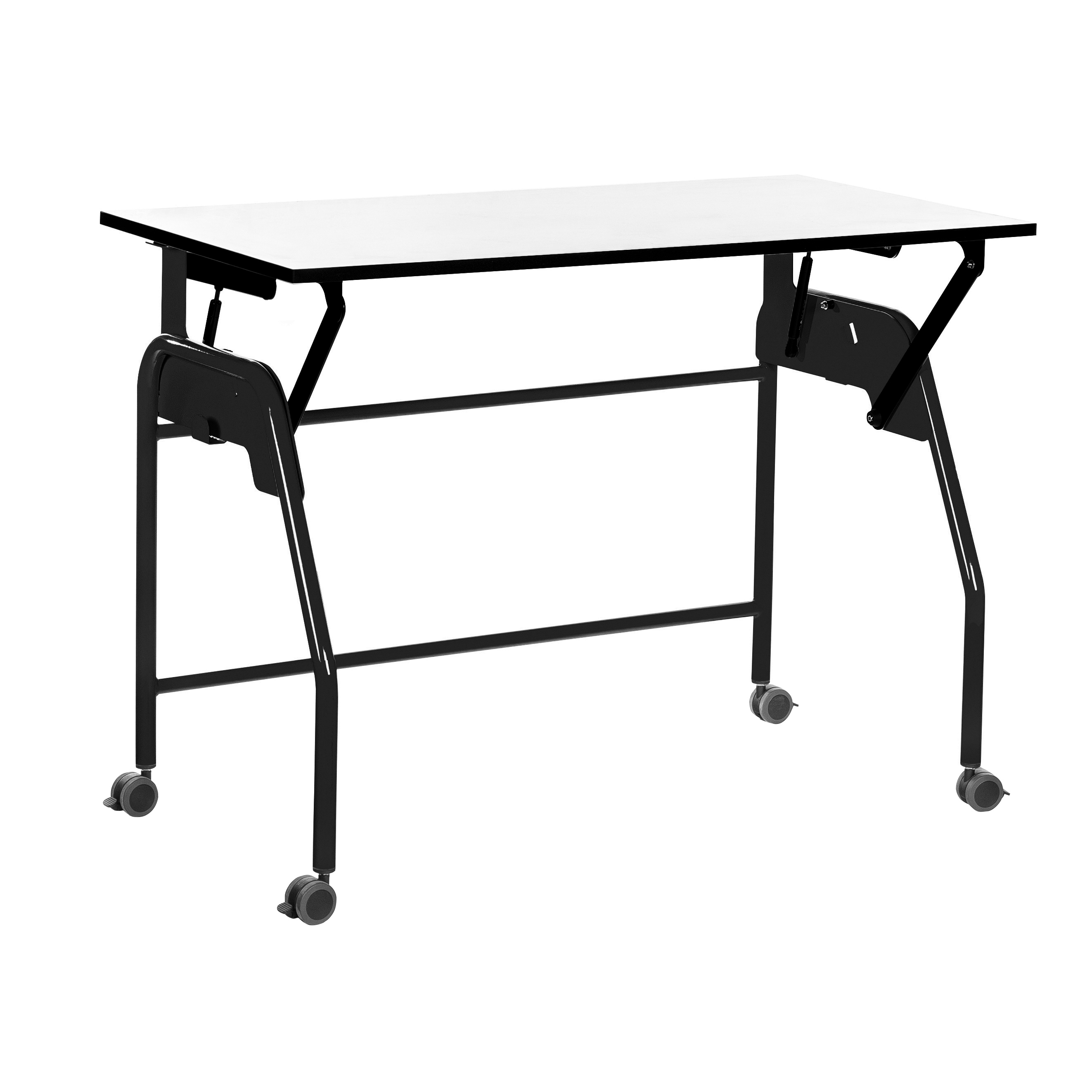 Table-tableau BIPLAN plateau stratifié blanc - 125 x 60 x 62,5 cm - piétement métallique 4 pieds -