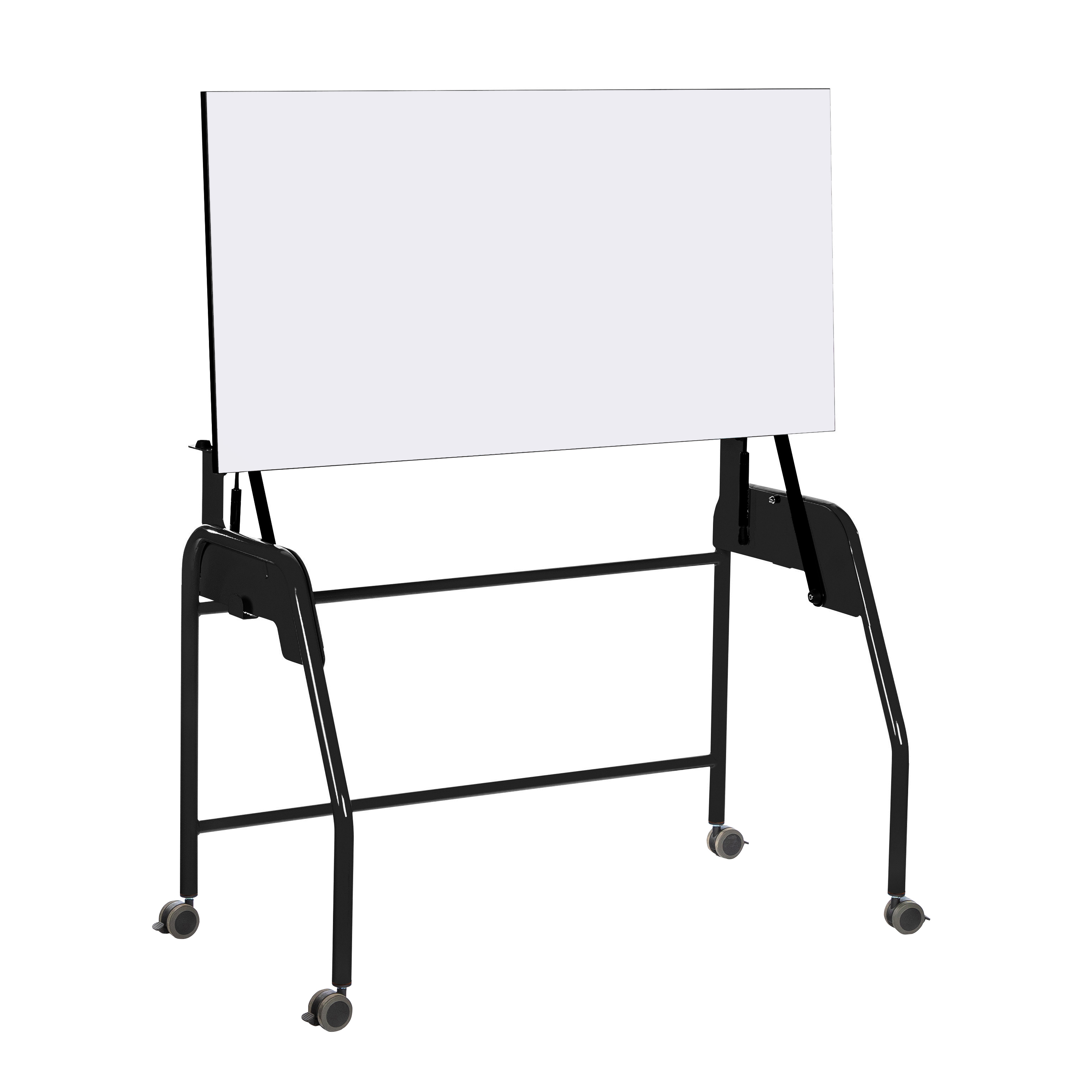 Table-tableau BIPLAN plateau stratifié blanc - 125 x 60 x 62,5 cm - piétement métallique 4 pieds -