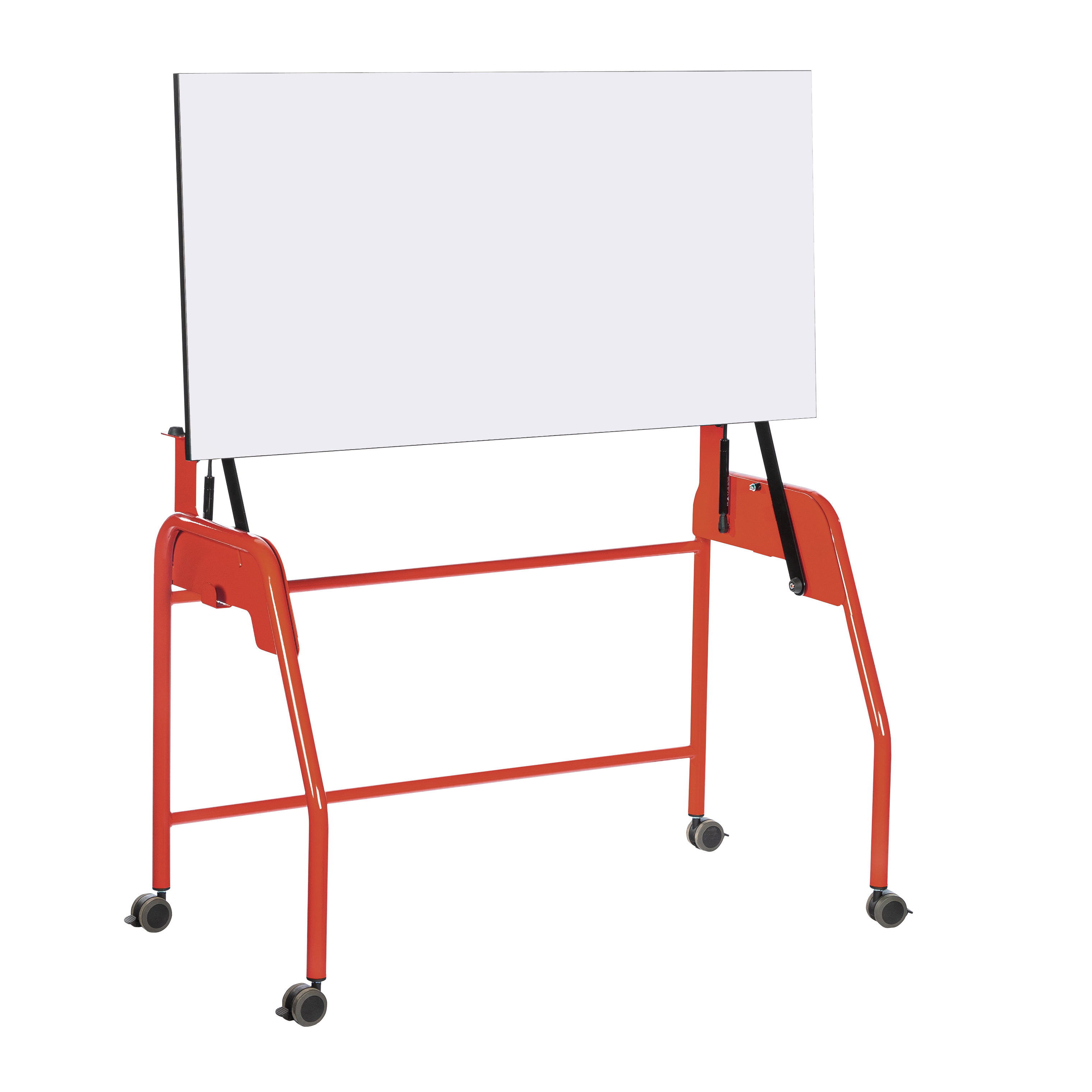 Table-tableau BIPLAN plateau stratifié blanc - 125 x 60 x 62,5 cm - piétement métallique 4 pieds -