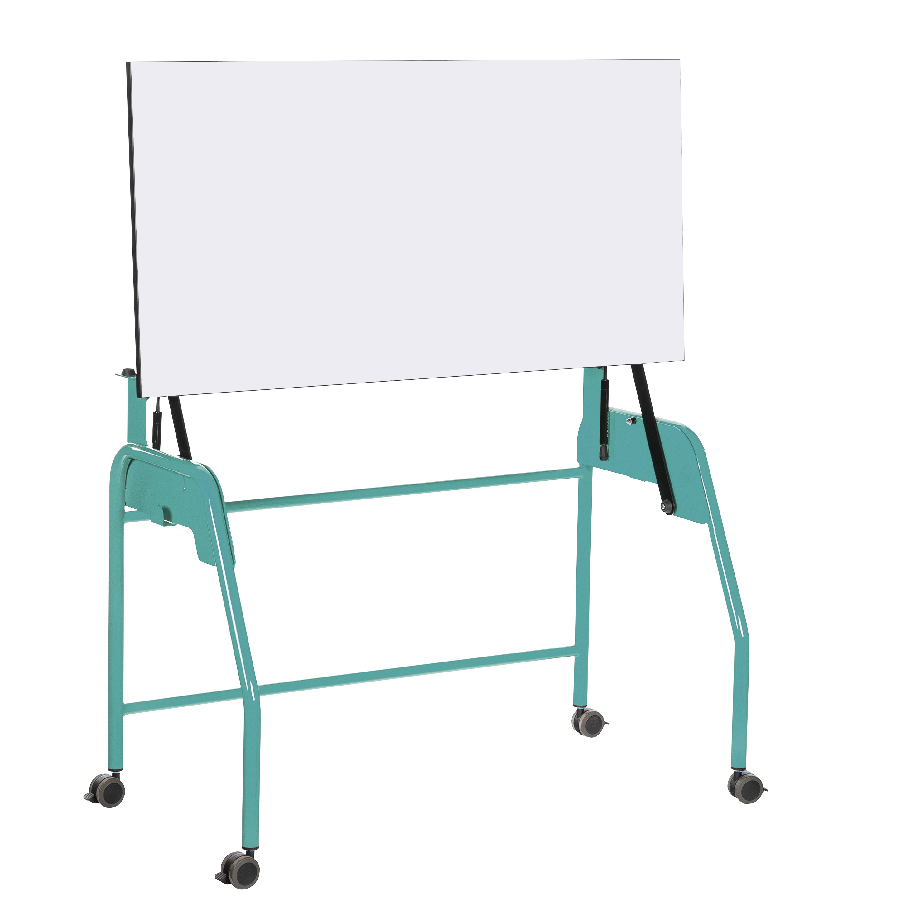 Table-tableau BIPLAN plateau stratifié blanc - 125 x 60 x 62,5 cm - piétement métallique 4 pieds -