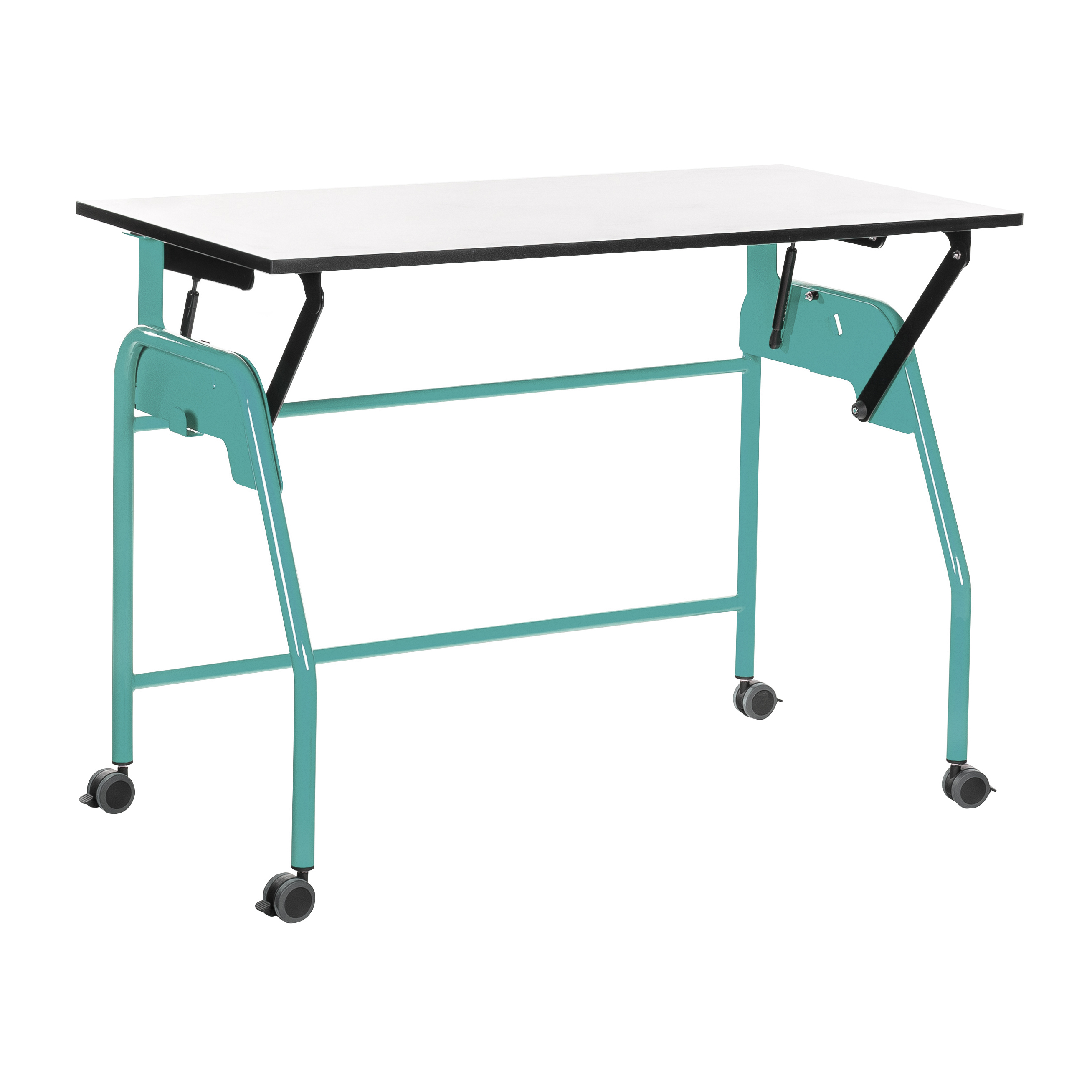 Table-tableau BIPLAN plateau stratifié blanc - 125 x 60 x 62,5 cm - piétement métallique 4 pieds -