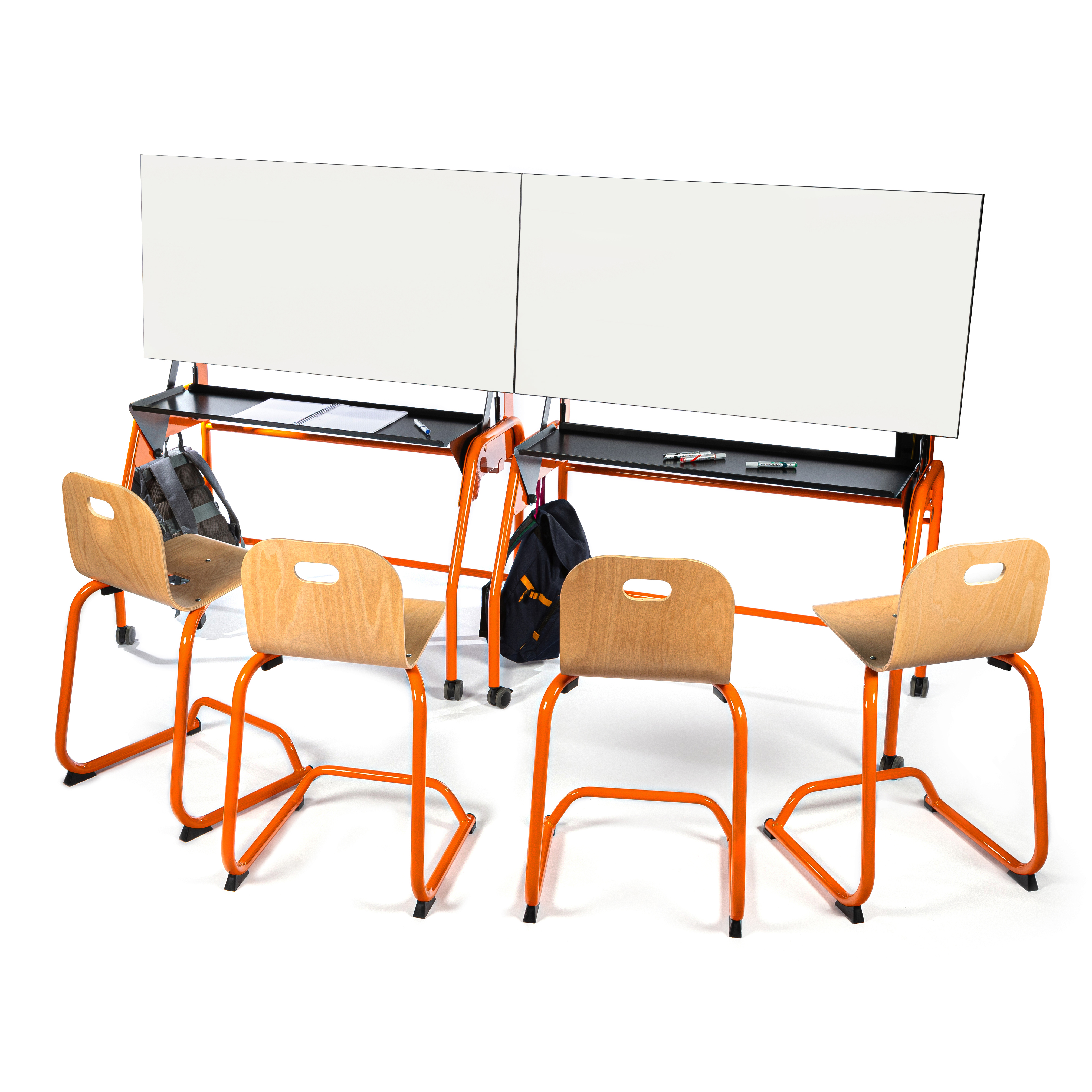 Chaise BIPLAN haute en appui sur table coque bois hêtre - 47 x 94 x 54 cm - piètement métallique avec repose pieds