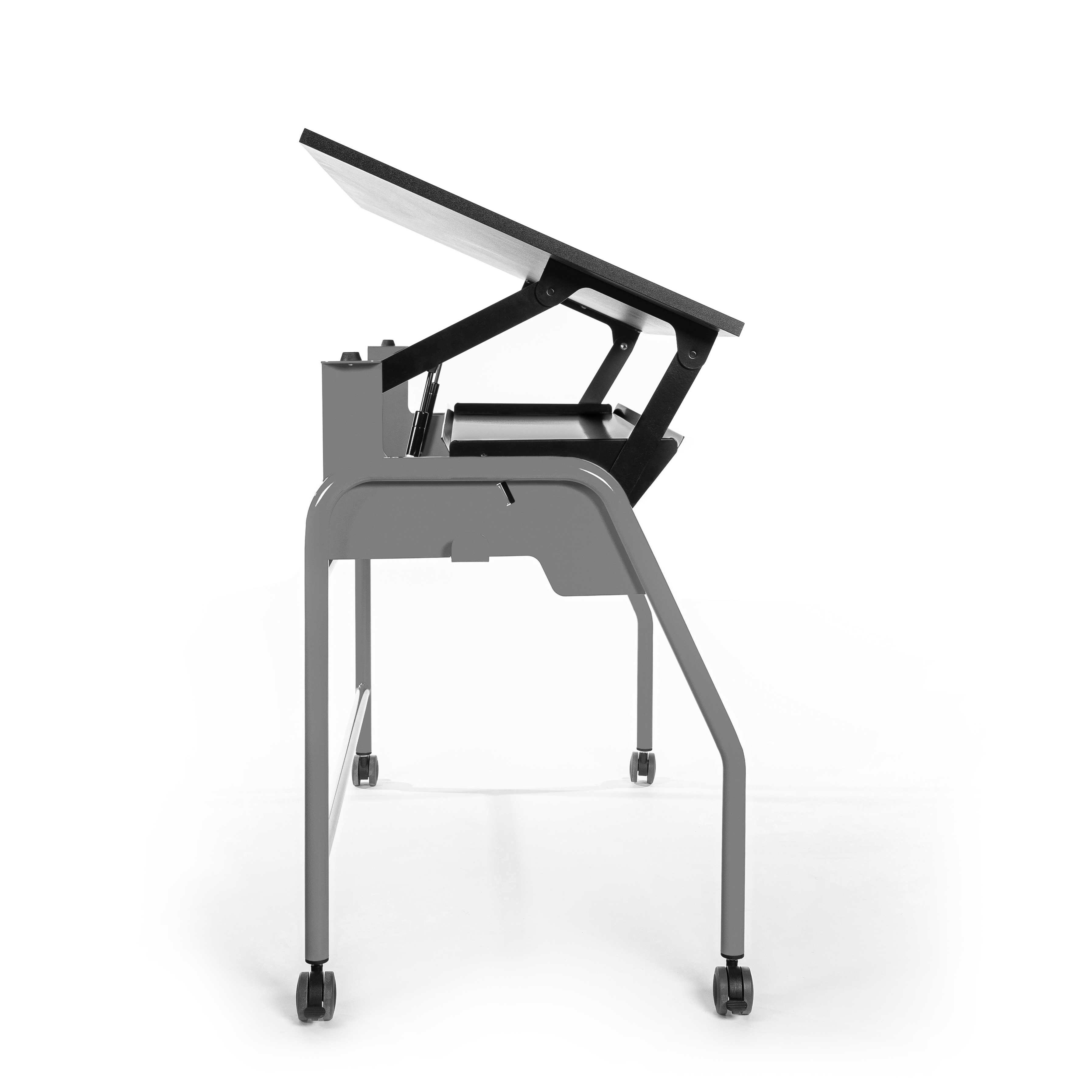 Table-tableau BIPLAN avec tablette plateau stratifié blanc - 125 x 60 x 62,5 cm - piétement métallique 4 pieds -