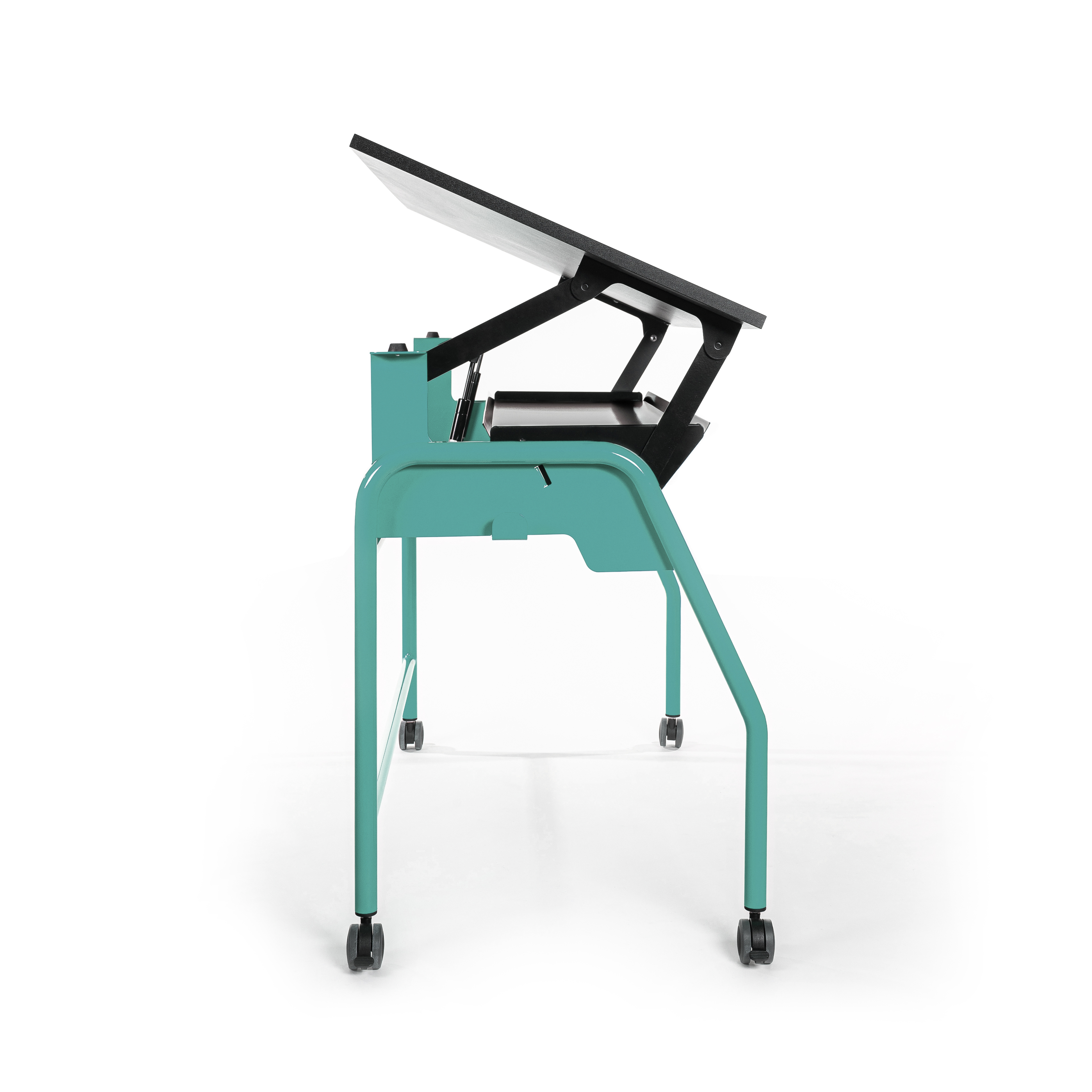 Table-tableau BIPLAN avec tablette plateau stratifié blanc - 125 x 60 x 62,5 cm - piétement métallique 4 pieds -