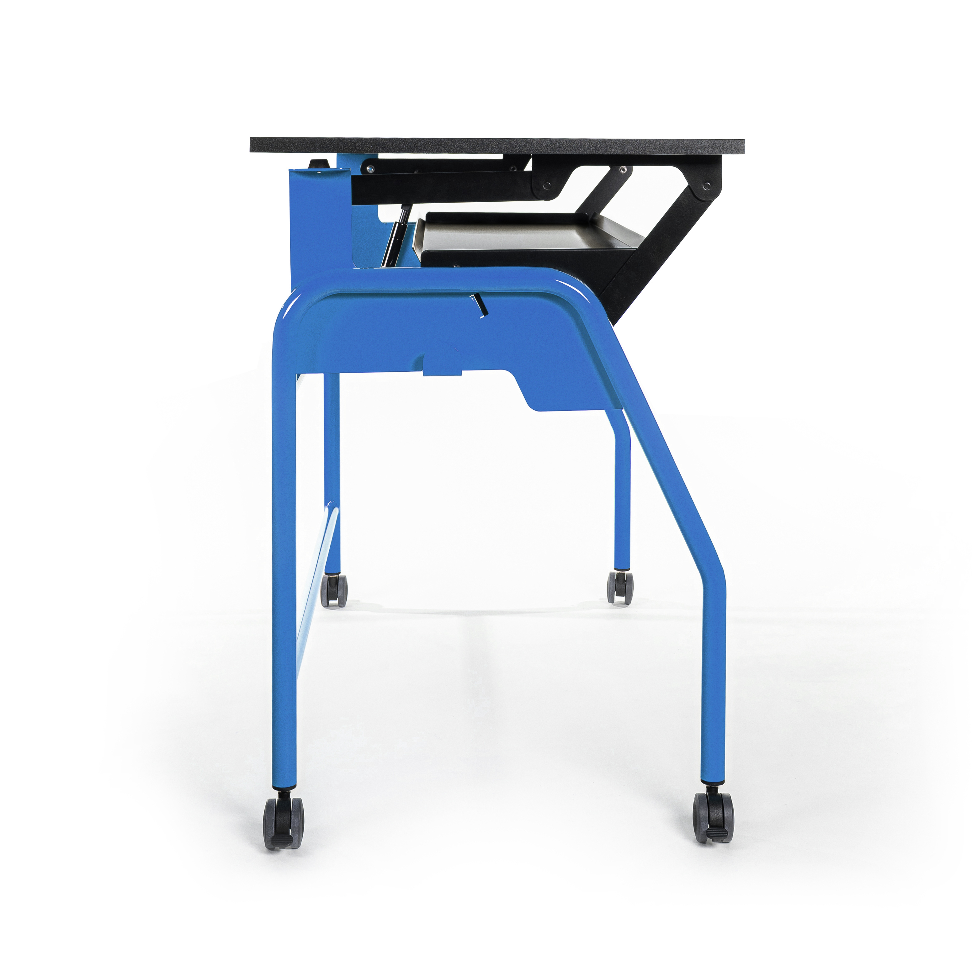 Table-tableau BIPLAN avec tablette plateau stratifié blanc - 125 x 60 x 62,5 cm - piétement métallique 4 pieds -