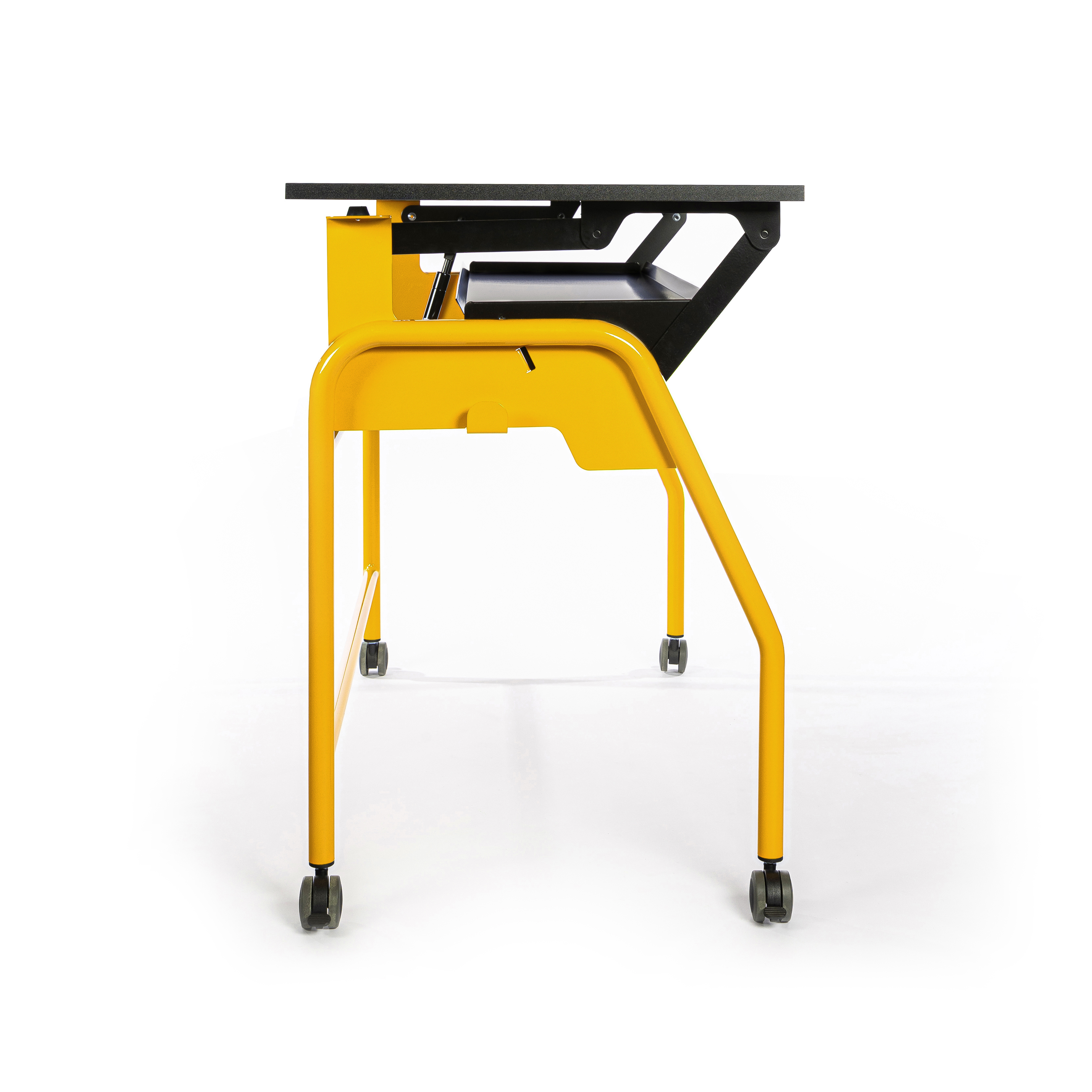 Table-tableau BIPLAN avec tablette plateau stratifié blanc - 125 x 60 x 62,5 cm - piétement métallique 4 pieds -