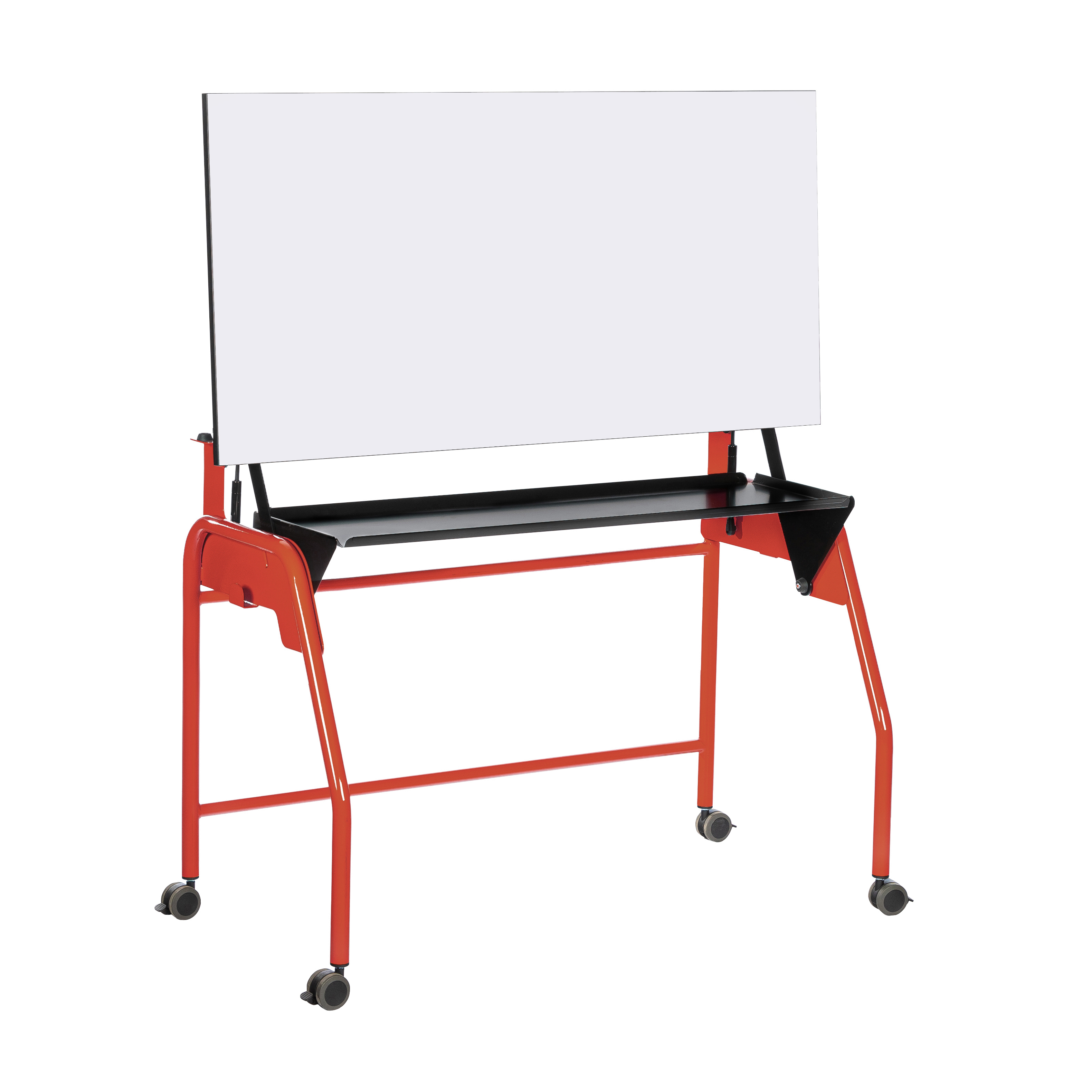 Table-tableau BIPLAN avec tablette plateau stratifié blanc - 125 x 60 x 62,5 cm - piétement métallique 4 pieds -