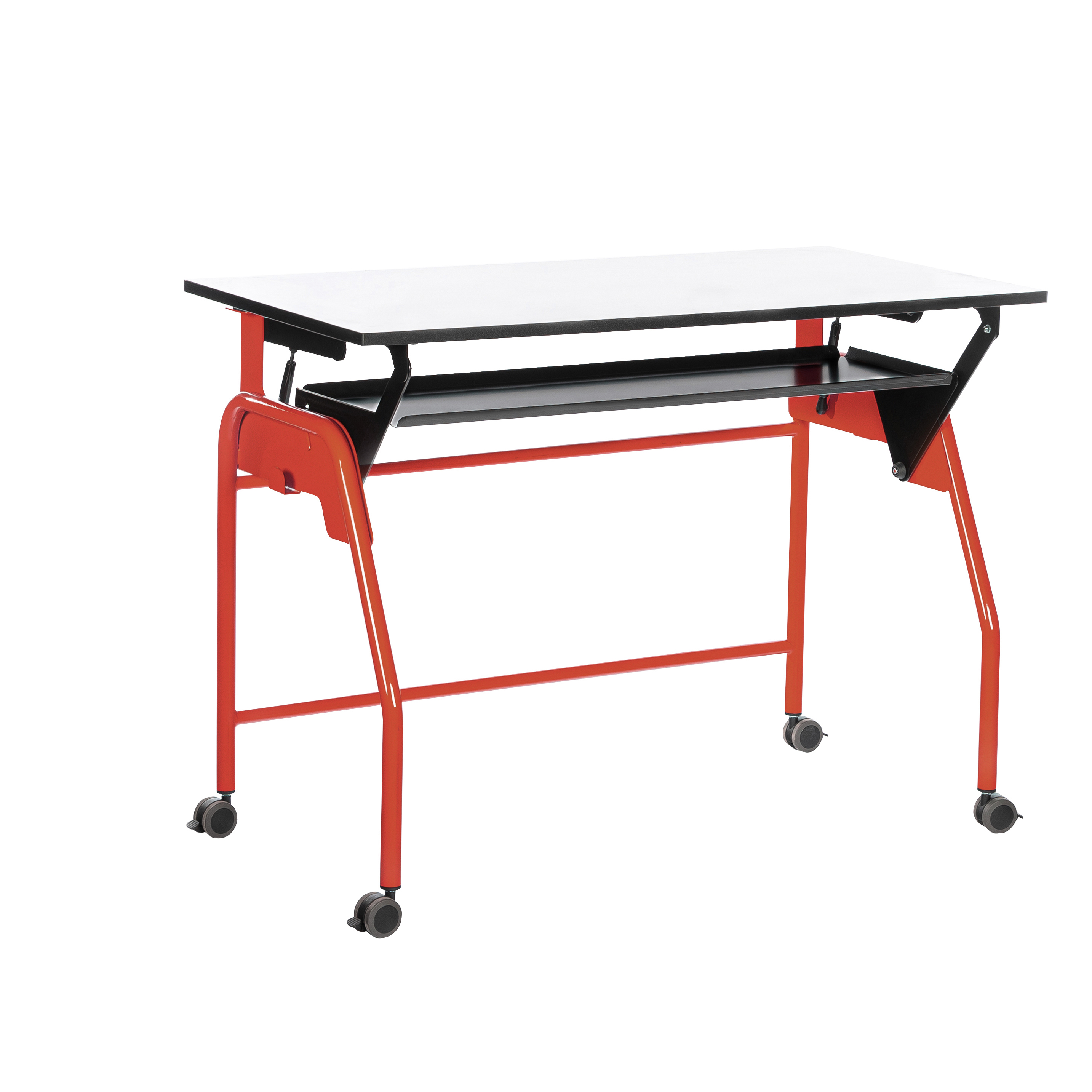 Table-tableau BIPLAN avec tablette plateau stratifié blanc - 125 x 60 x 62,5 cm - piétement métallique 4 pieds -